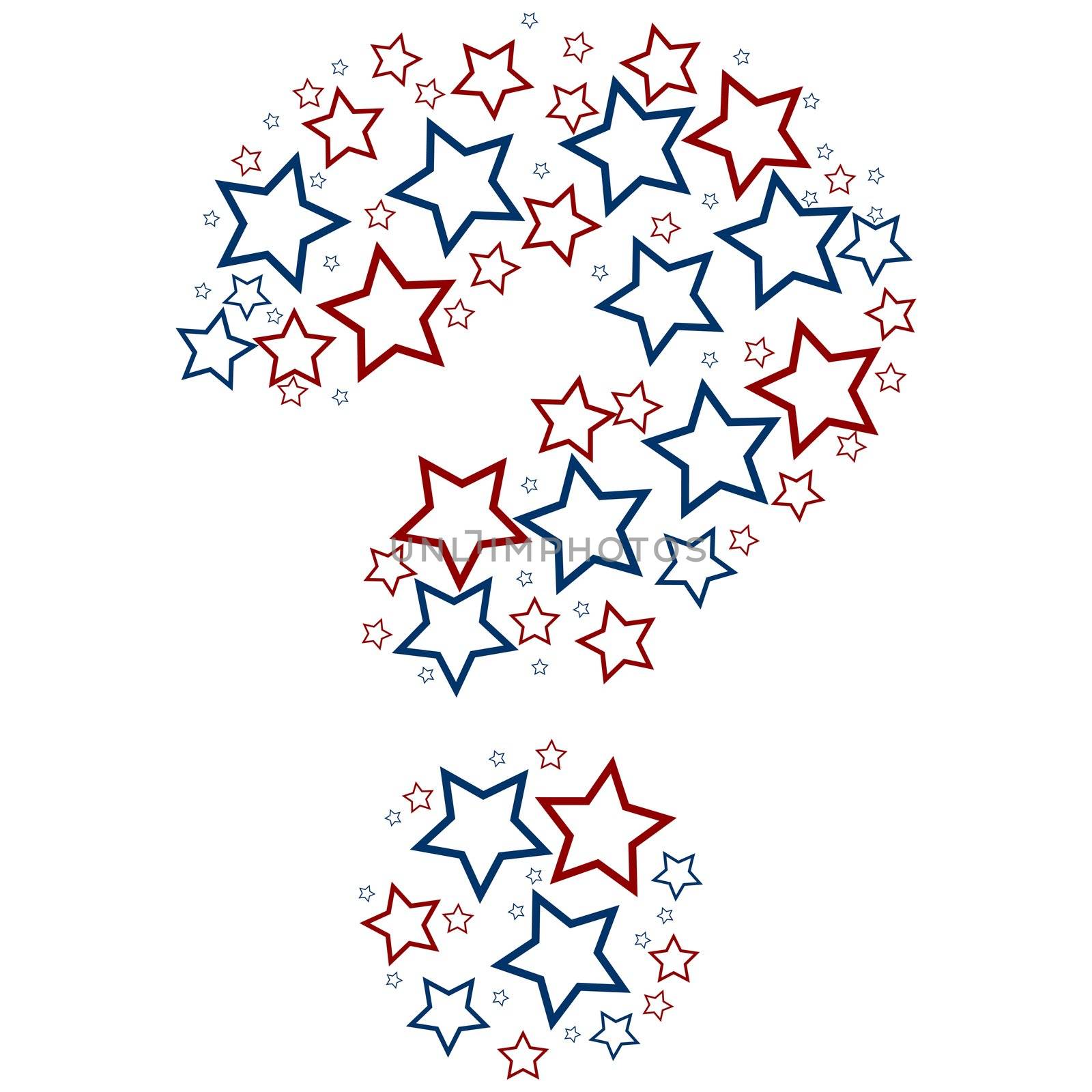 question mark stars against white background, abstract vector art illustration