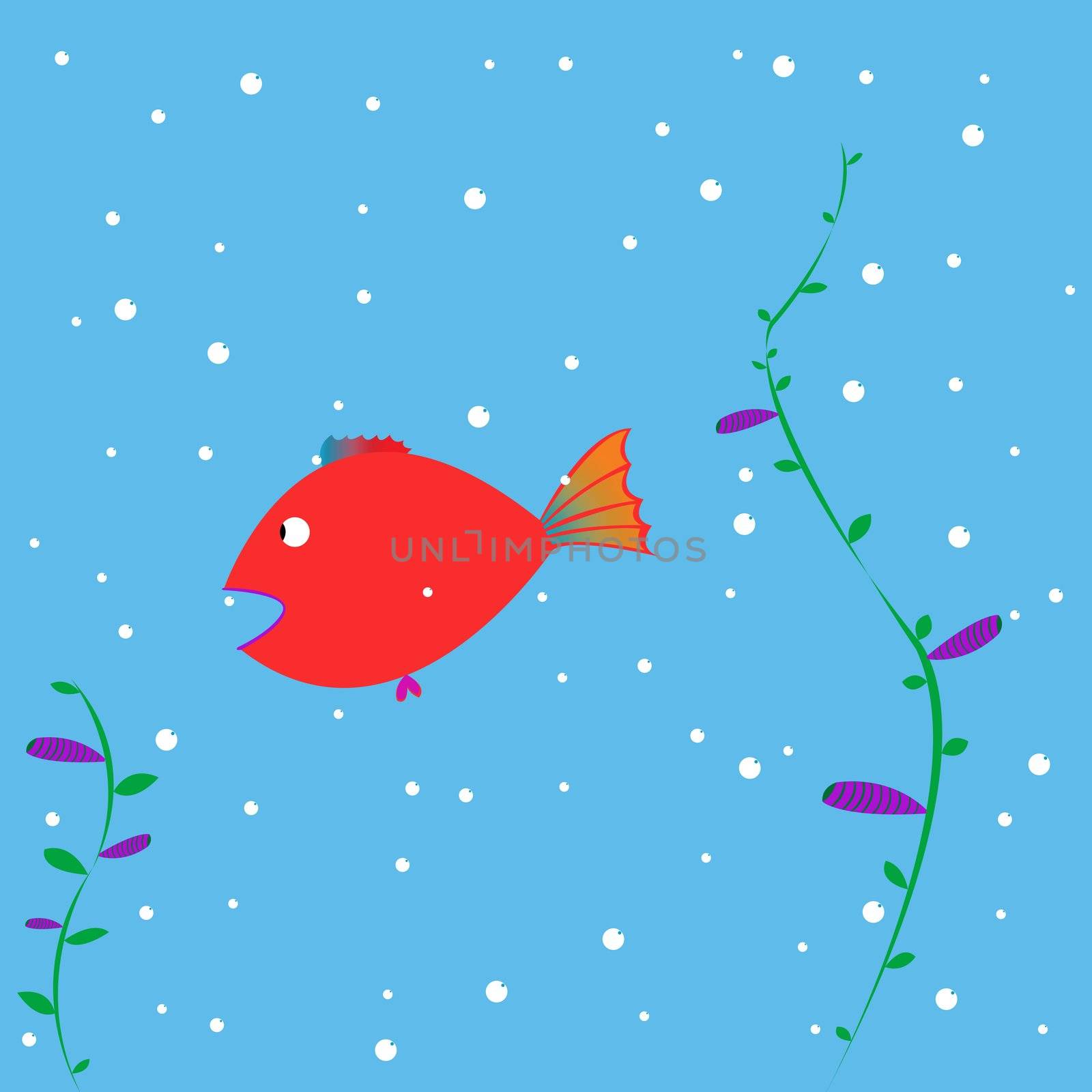 red fish cartoon, vector art illustration