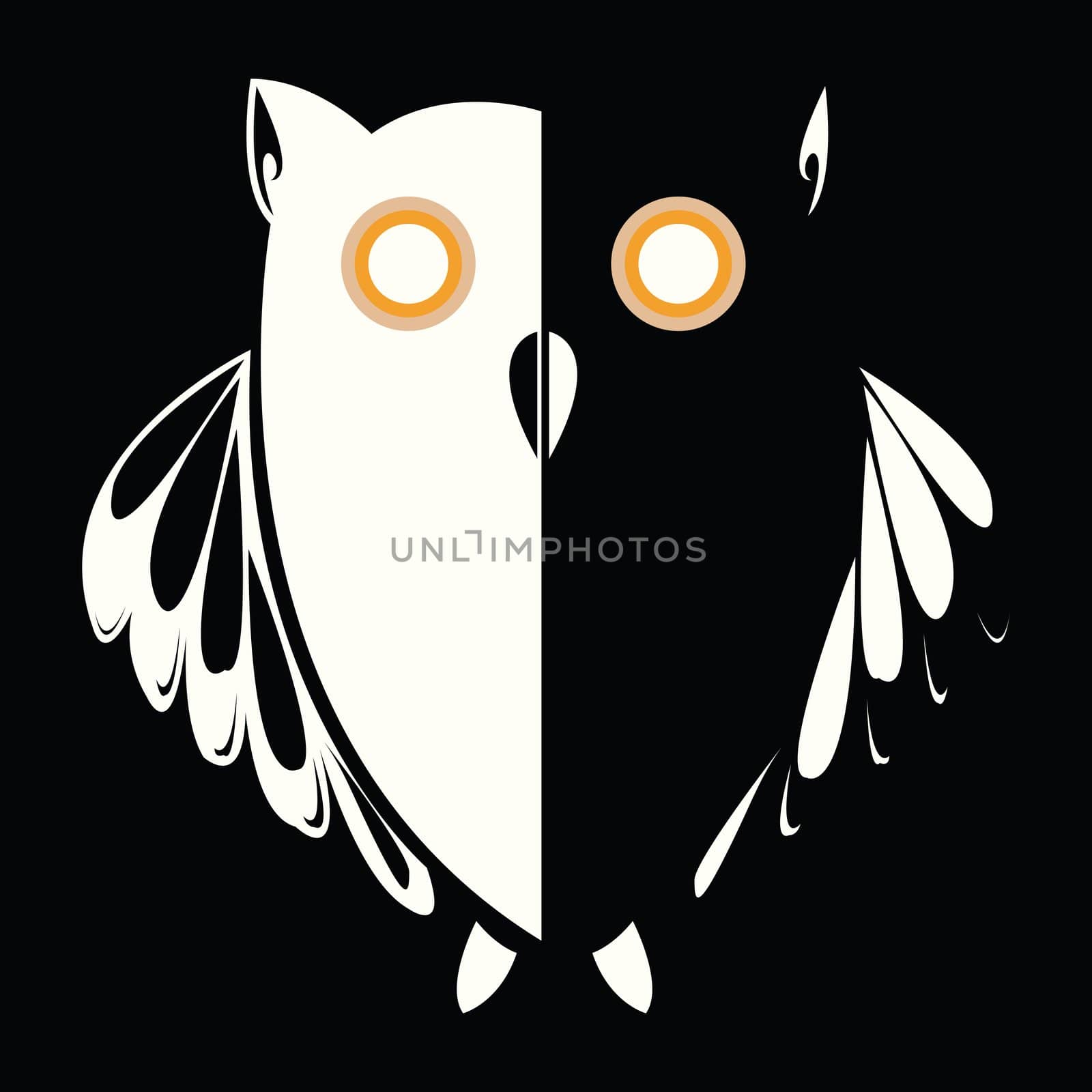 retro owl in the night, abstract art illustration