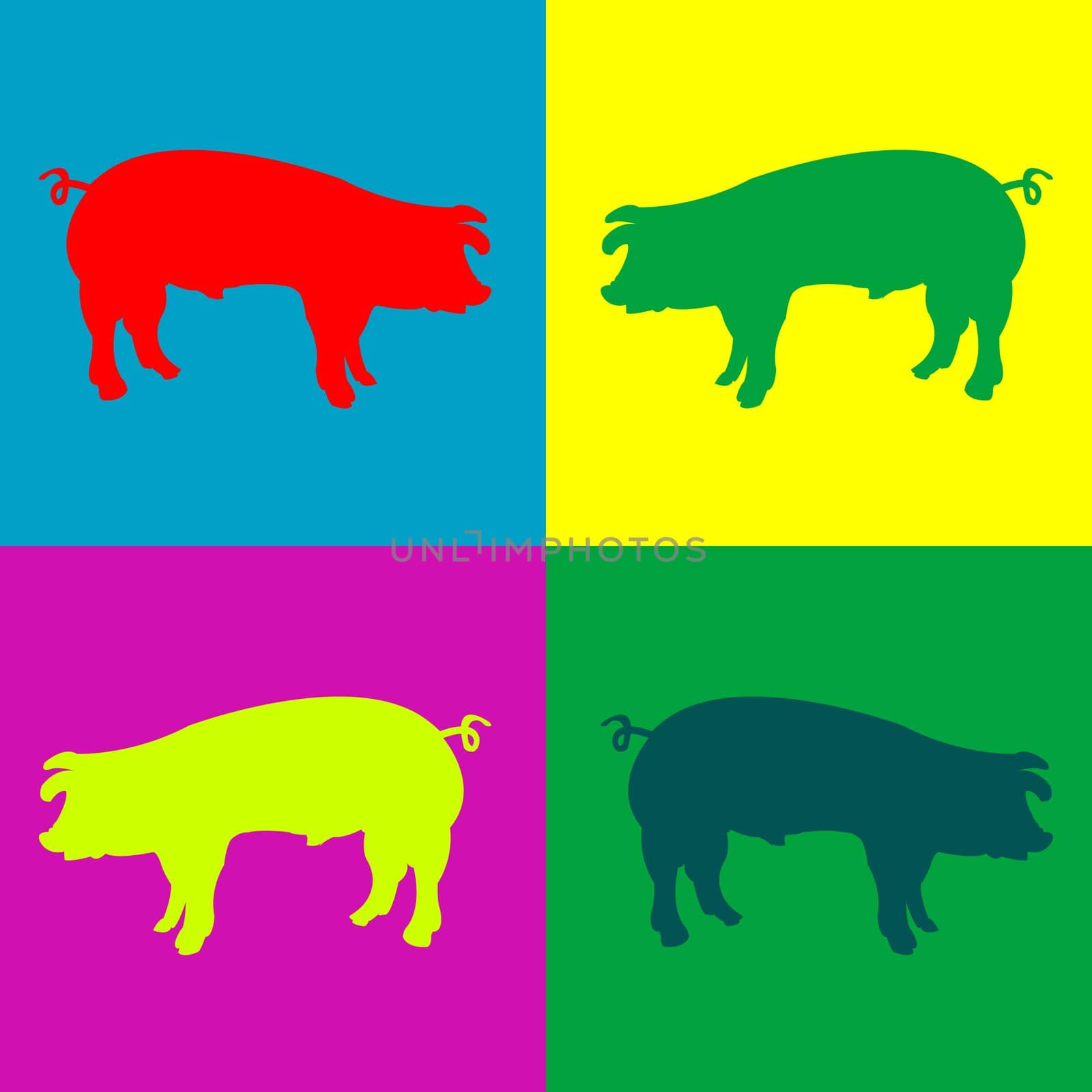 retro pigs, vector art illustration; more drawings in my gallery