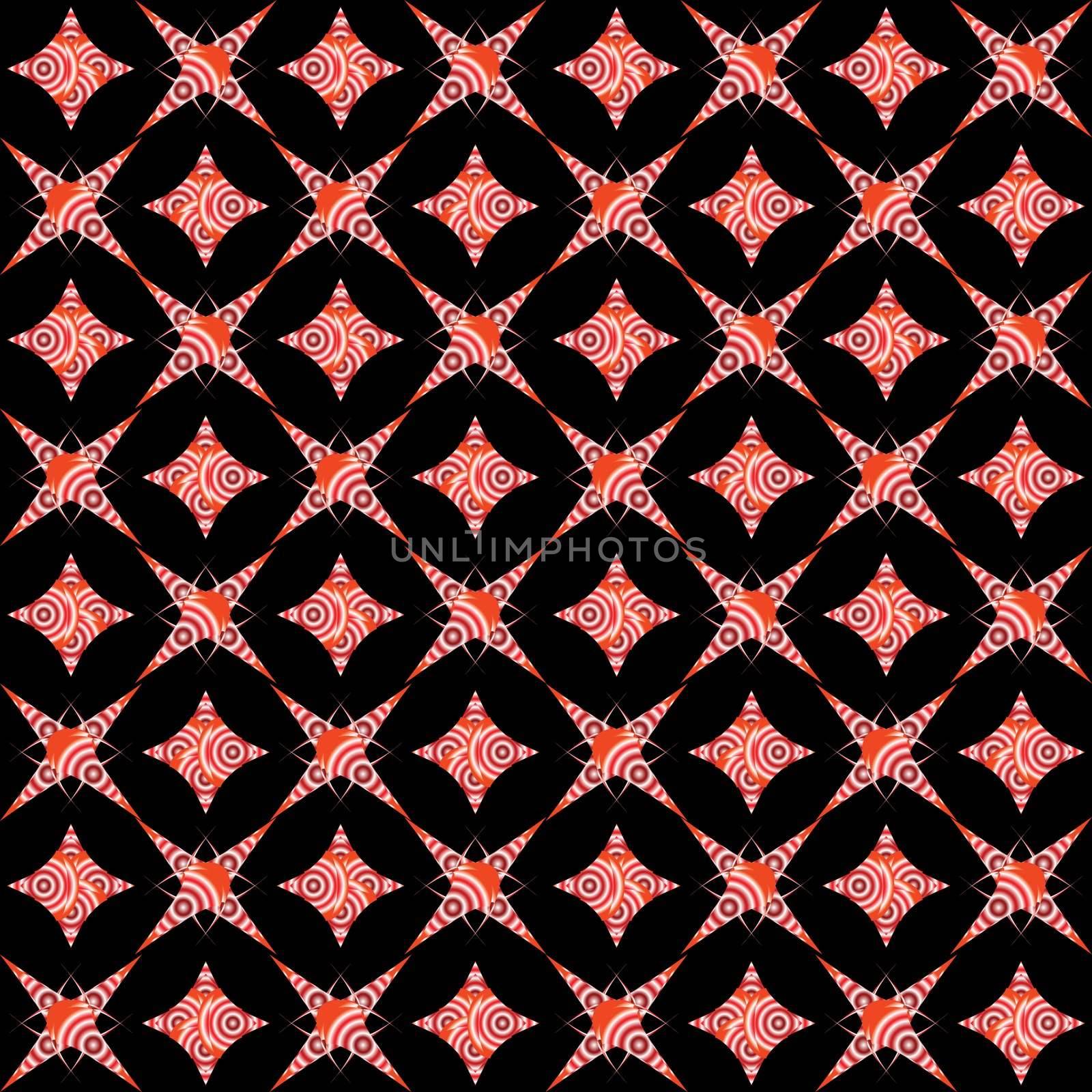 retro white and red shapes isolated on black background