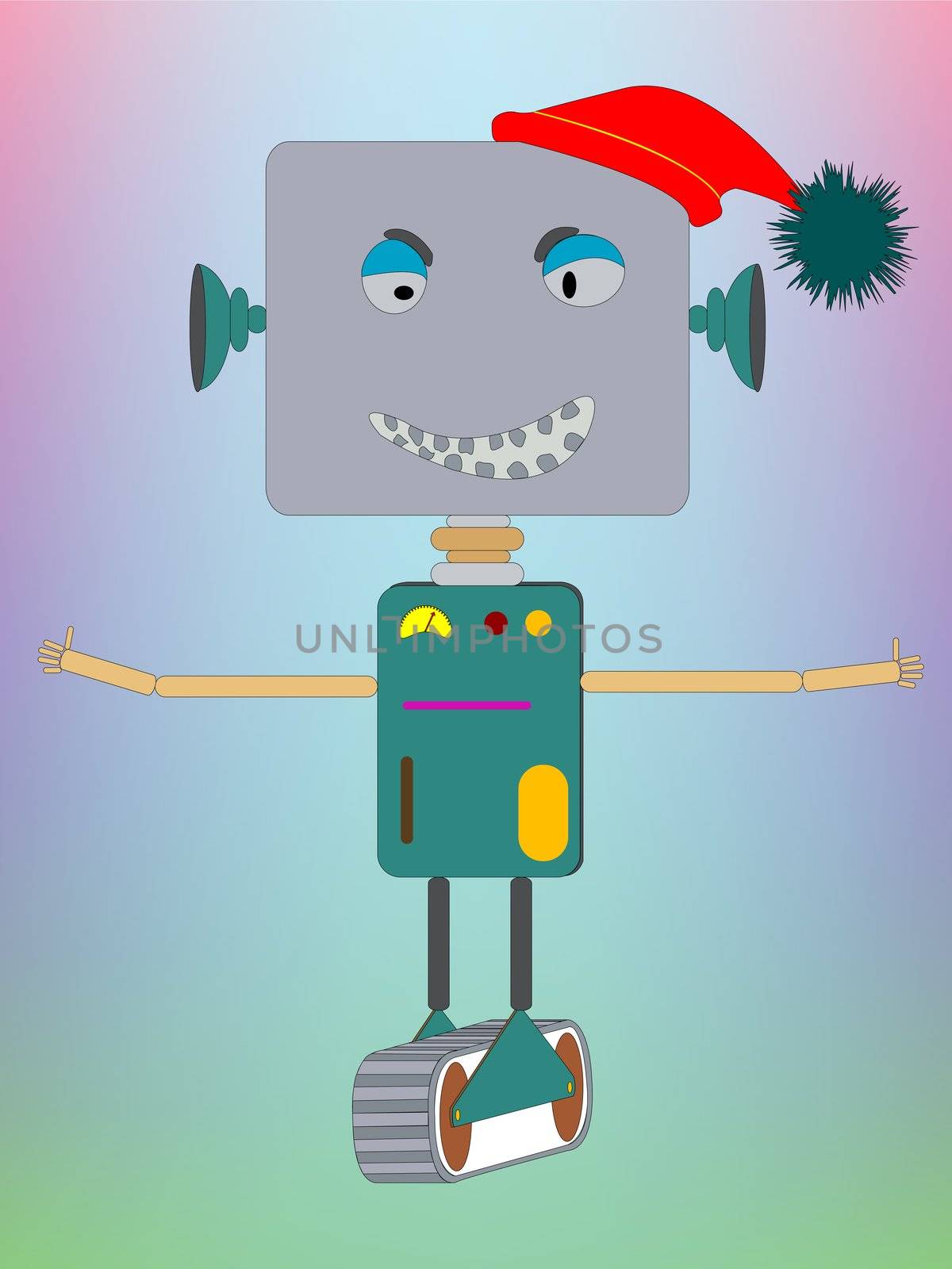 hug robot, vector art illustration