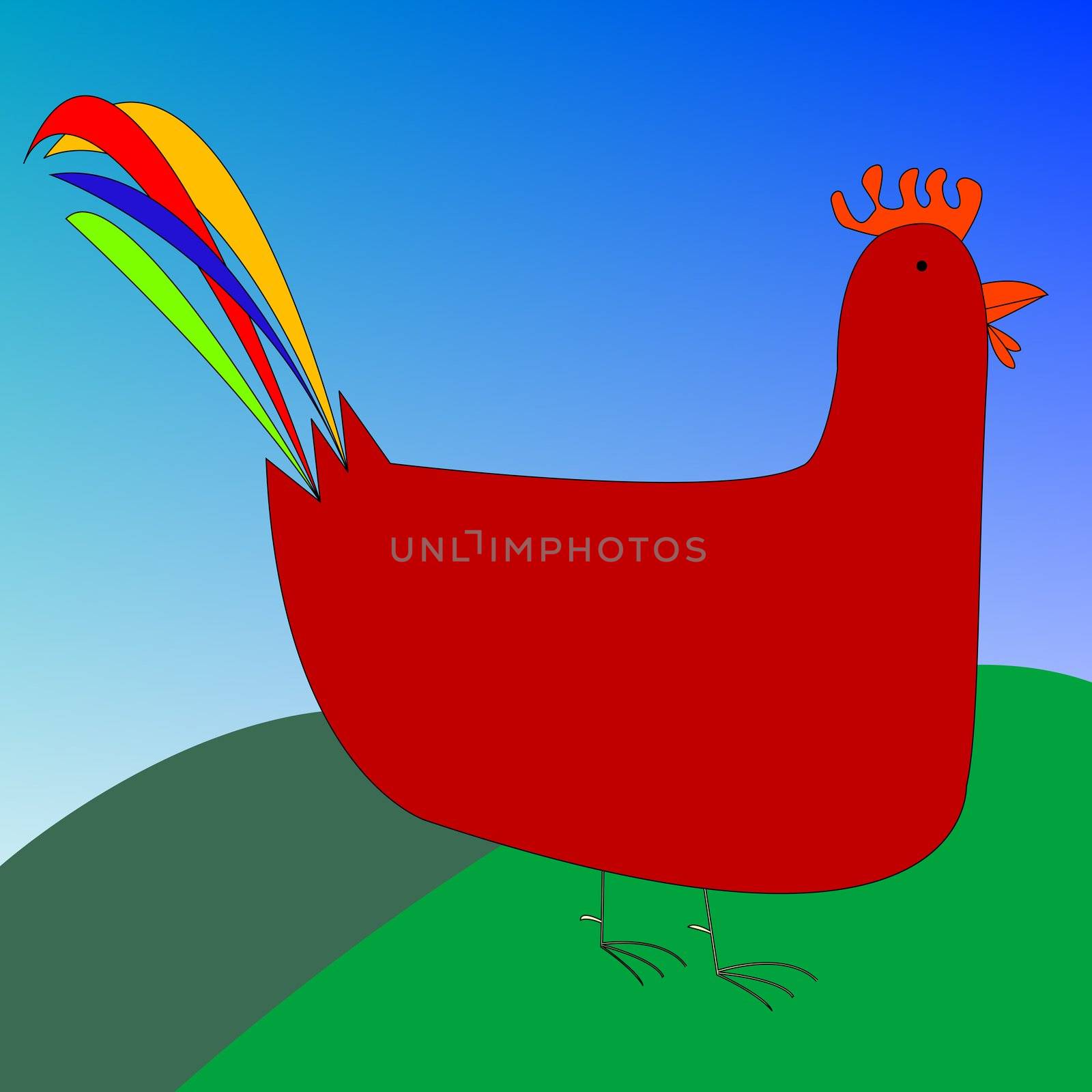 drawing of a rooster, vector art illustration. More drawings in my gallery.