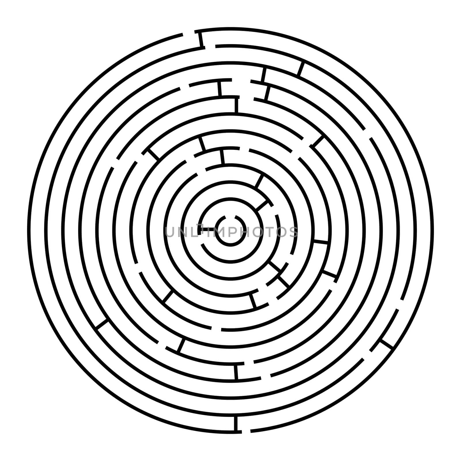 round maze, vector art illustration; easy to change colors