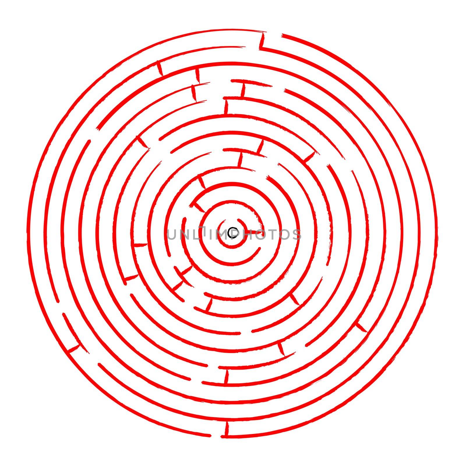 round red maze against white background, abstract vector art illustration