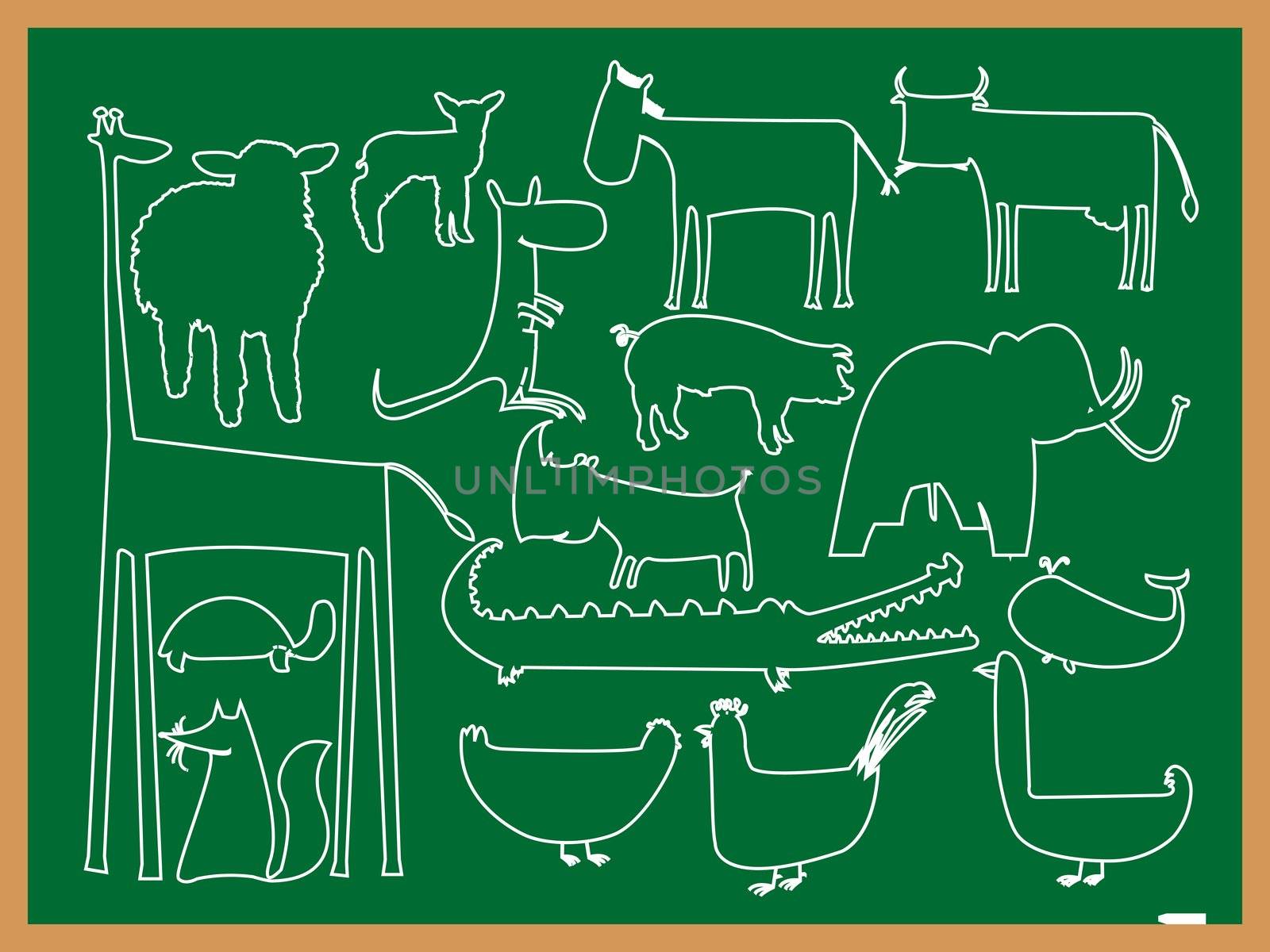 school animals drawing by robertosch