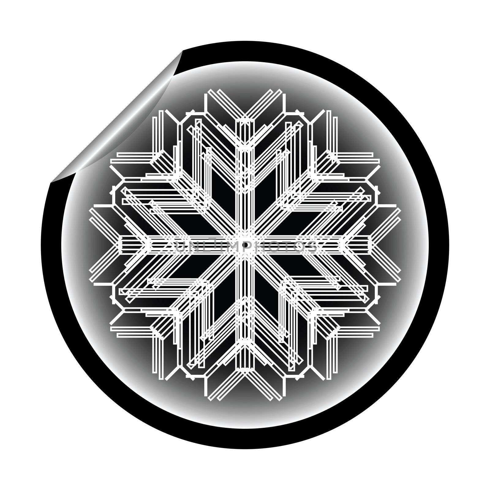 snow flake sticker isolated on white, vector art illustration