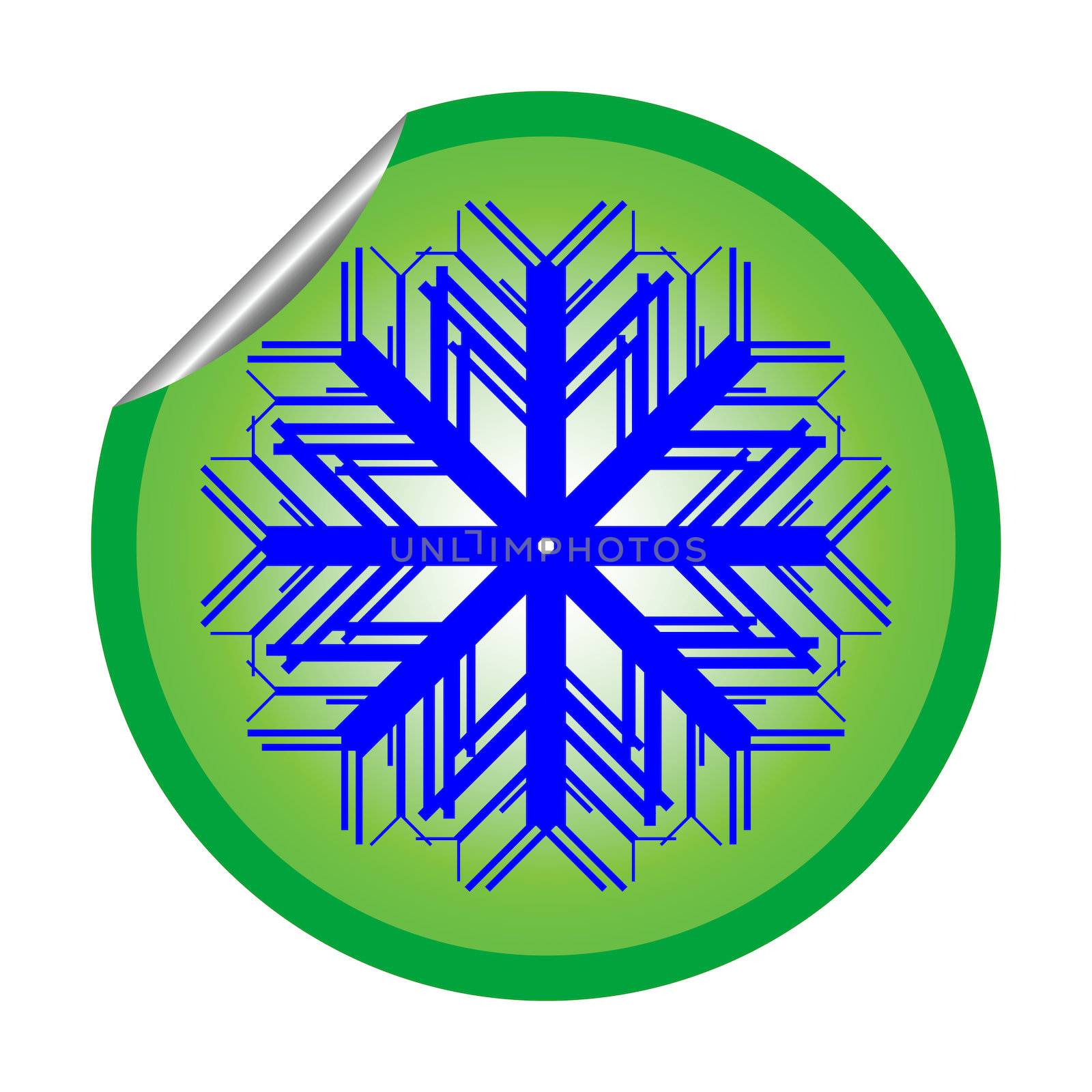 snow flake sticker isolated on white, vector art illustration