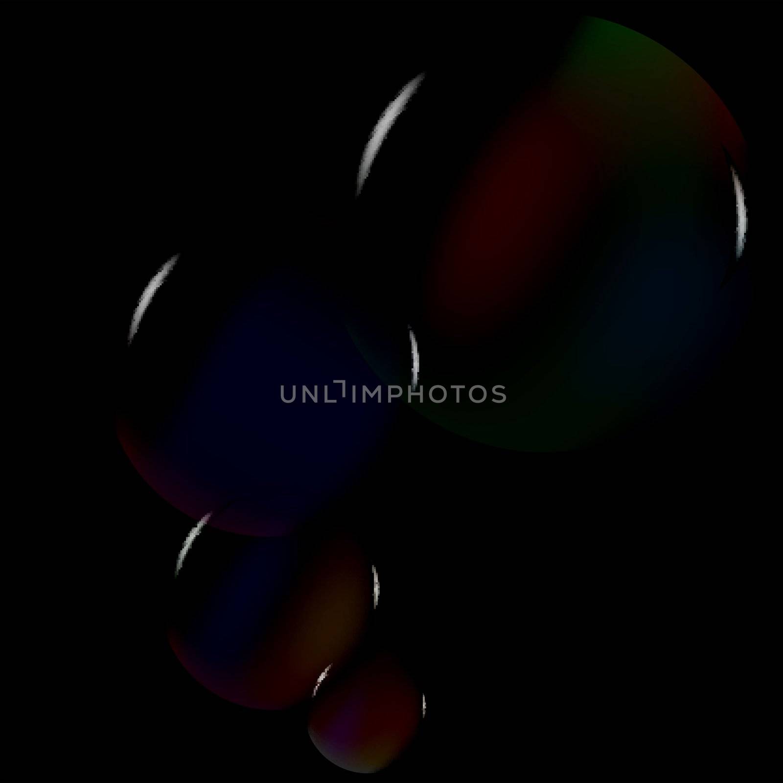 soap bubbles against black background, abstract vector art illustration