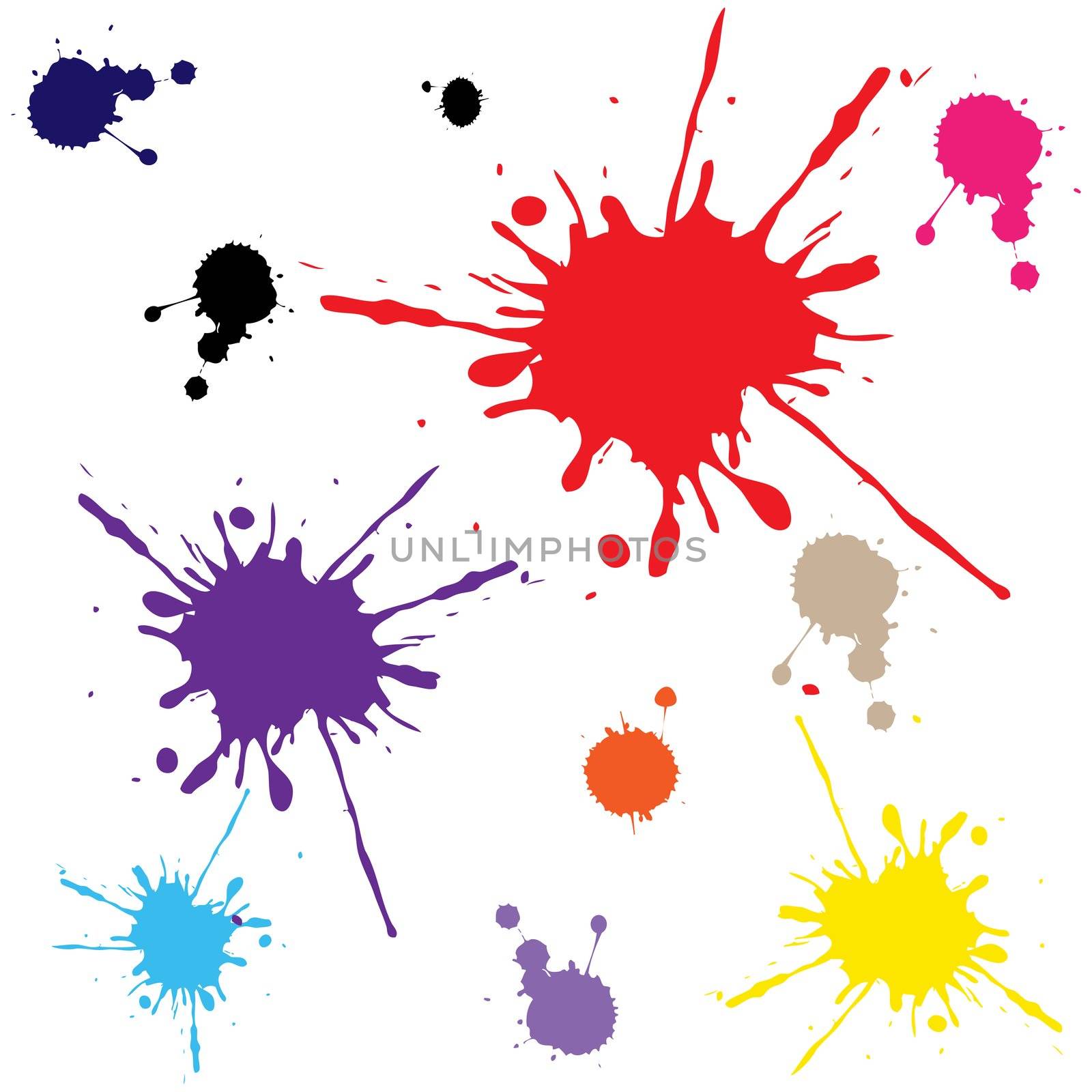 splats against white background, abstract vector art illustration