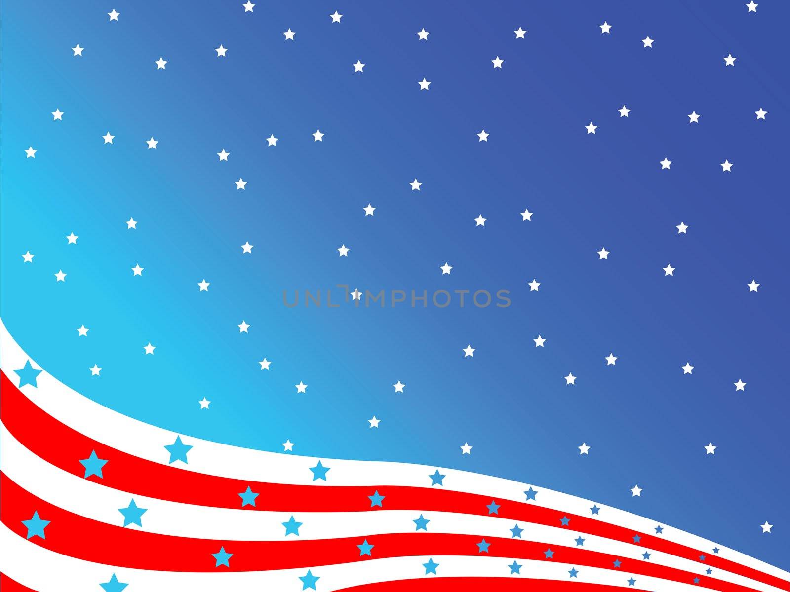 stylized american flag, vector art illustration; easy to modify colors or background