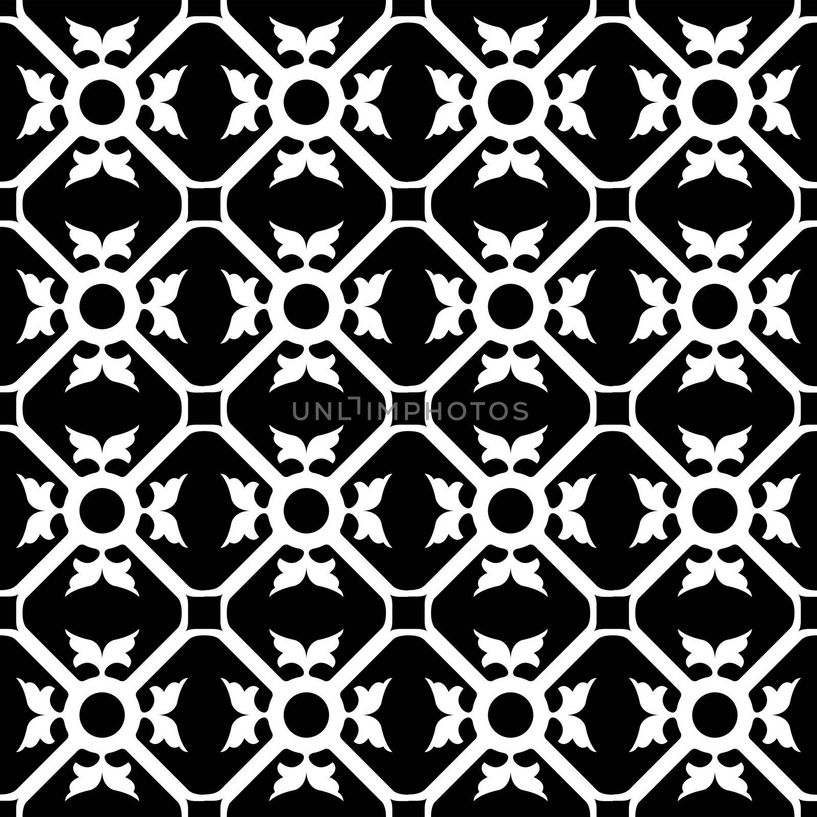 symmetrical flower pattern, abstract seamless texture; vector art illustration