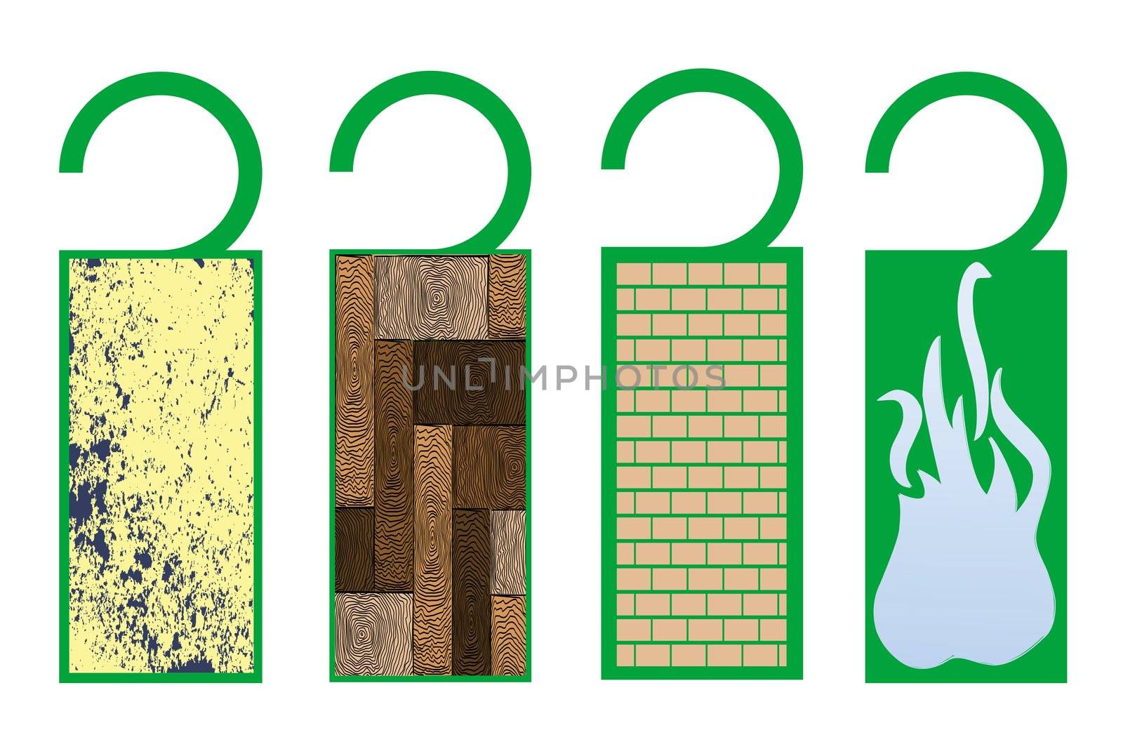 tags with textures (fire), vector art illustration; more tags in my gallery