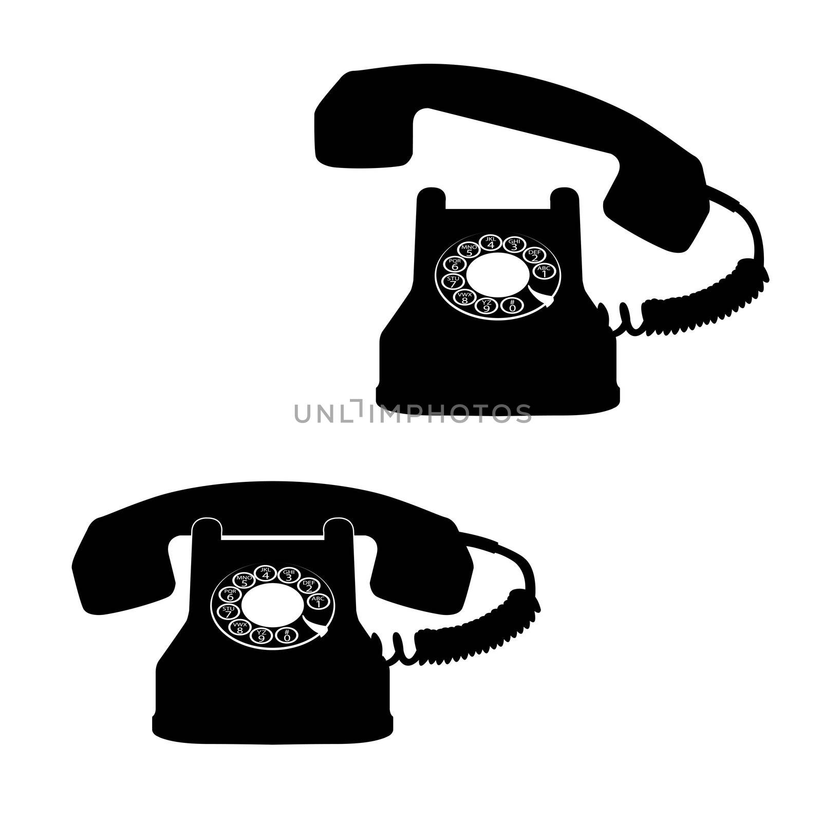 telephone black icons against white background, abstract vector art illustration