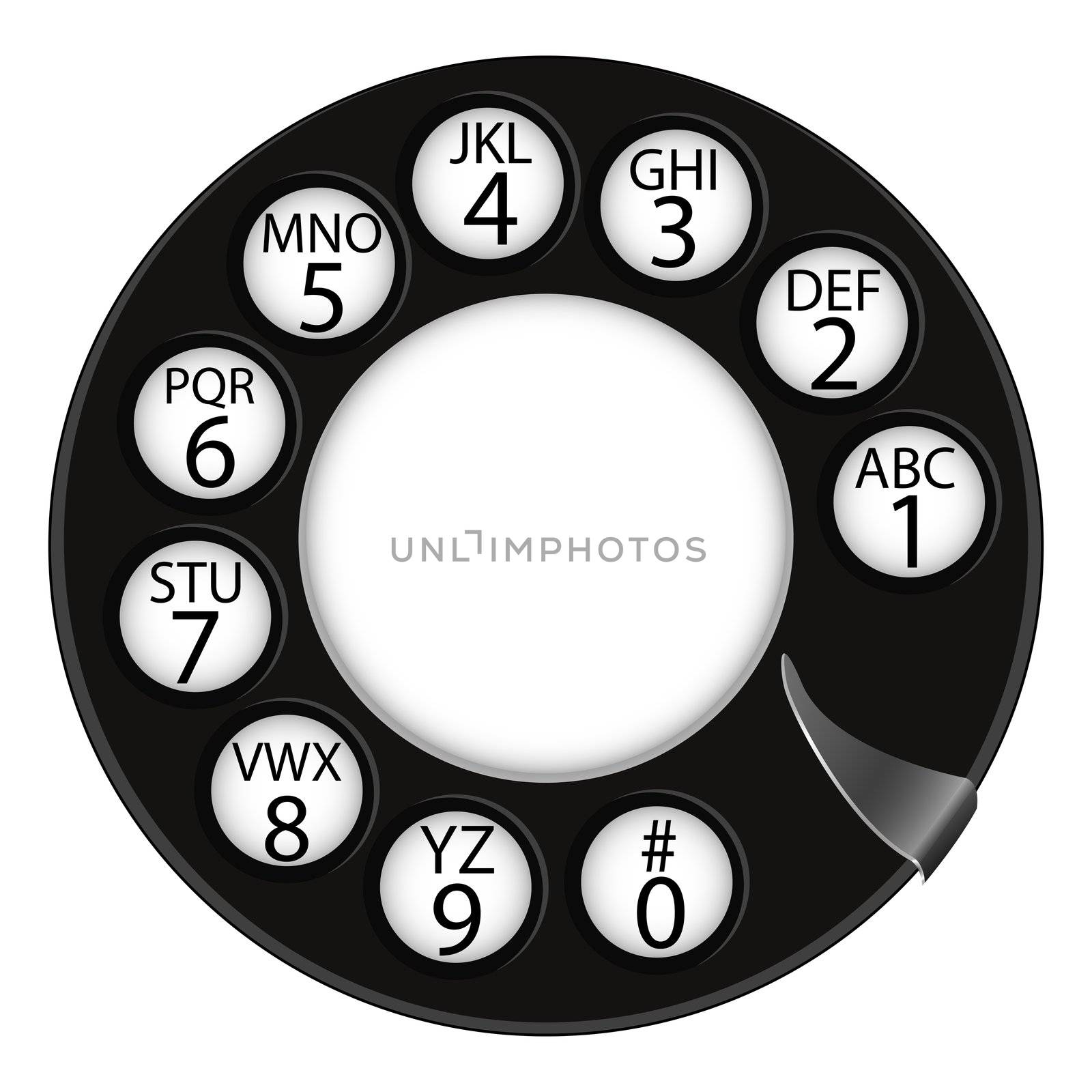 telephone numbers, abstract disk against white background; vector art illustration