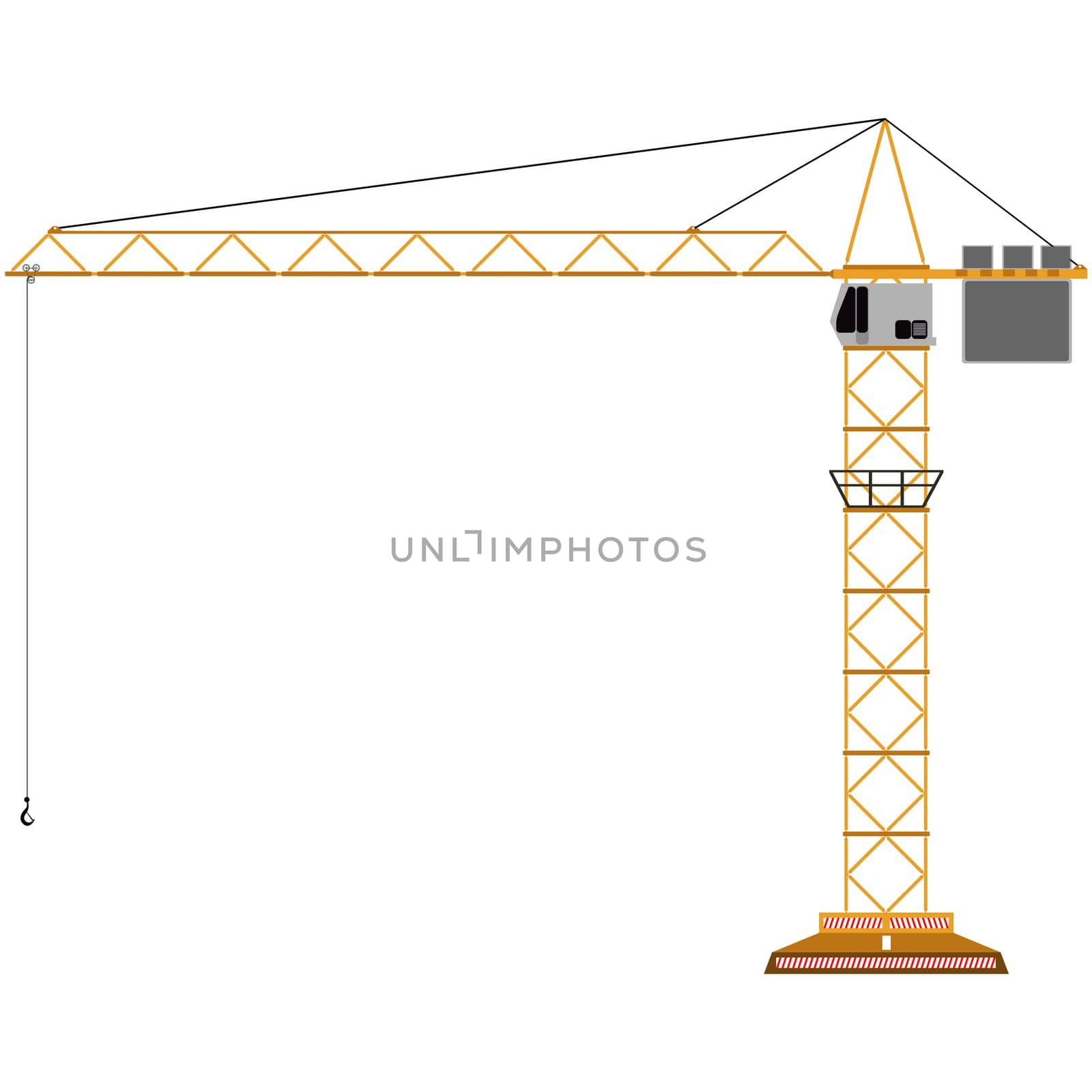 toy crane isolated on white, abstract art illustration