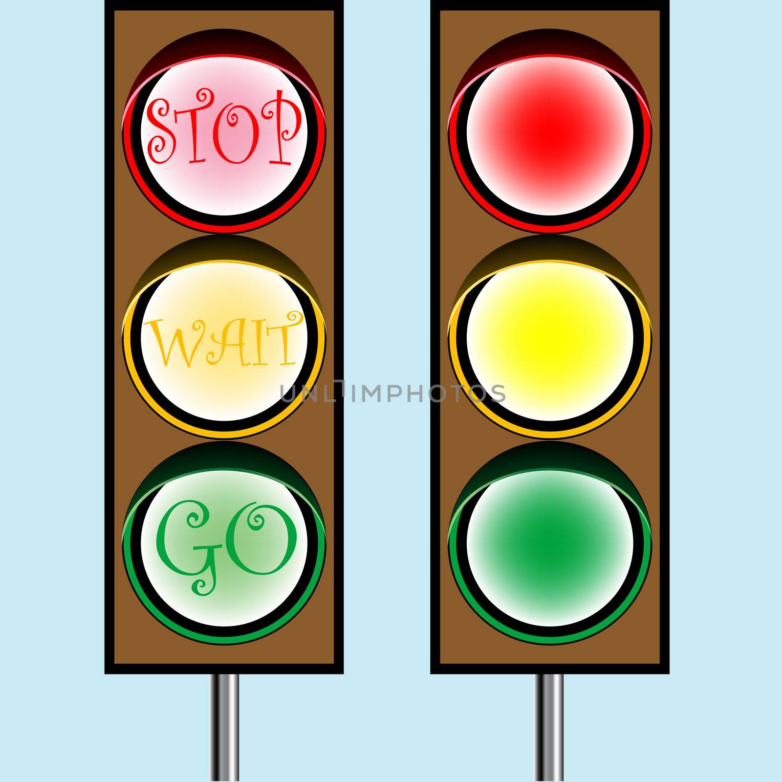traffic lights cartoon, abstract vector art illustration