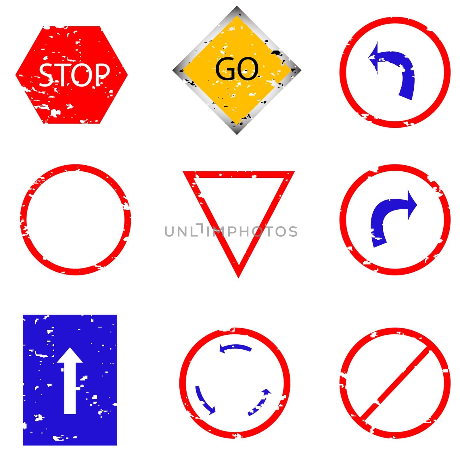 stamp with traffic sign, vector art illustration