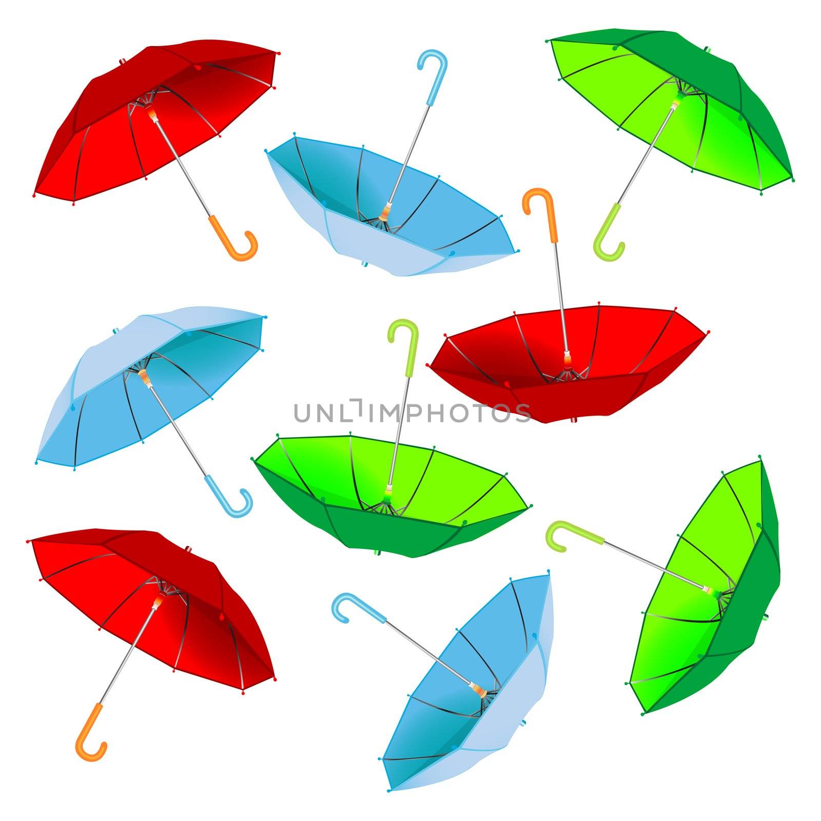 umbrella pattern against white background, abstract vector art illustration