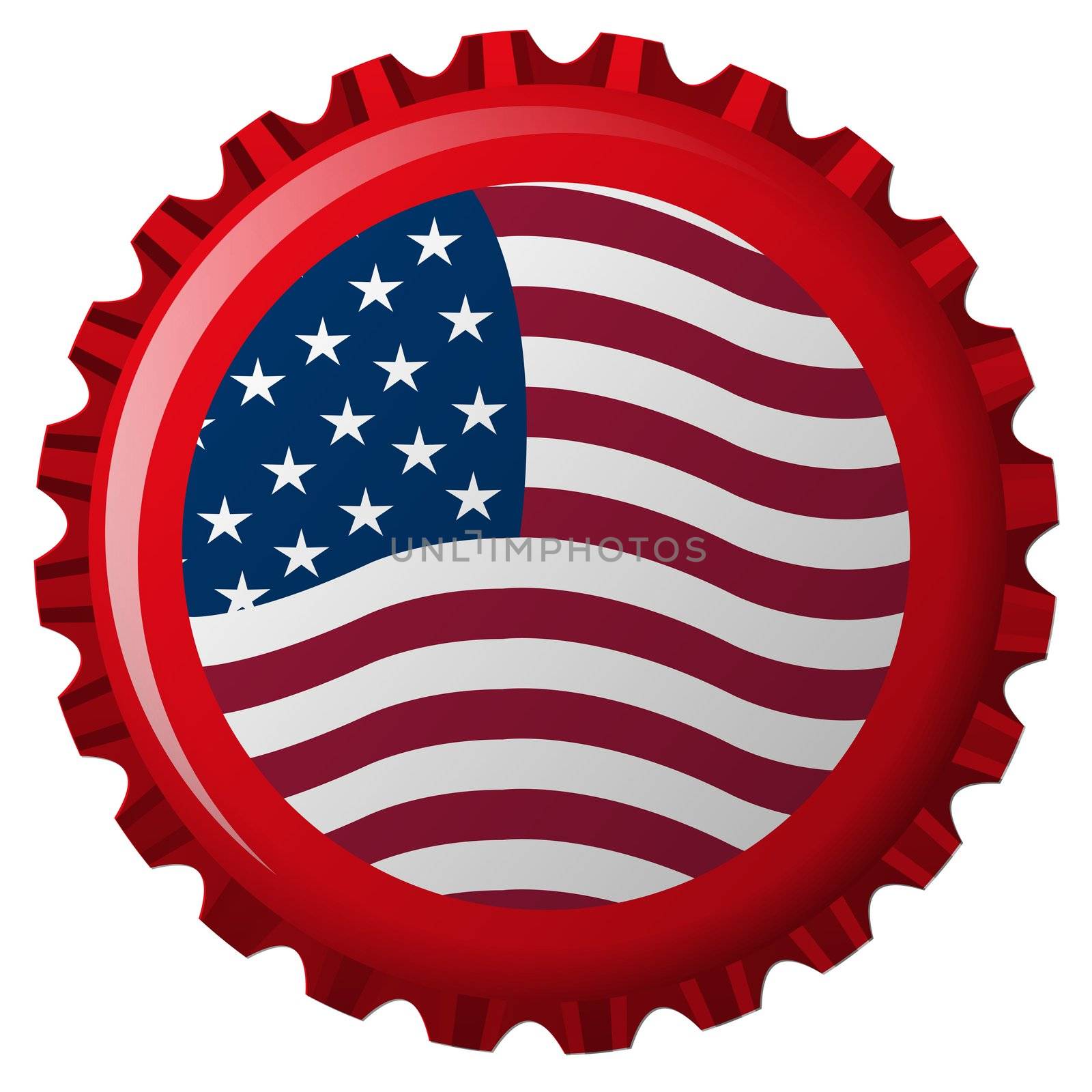 united states stylized flag on bottle cap by robertosch