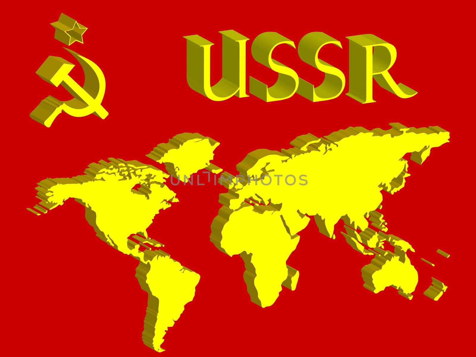 ussr symbol and world map by robertosch