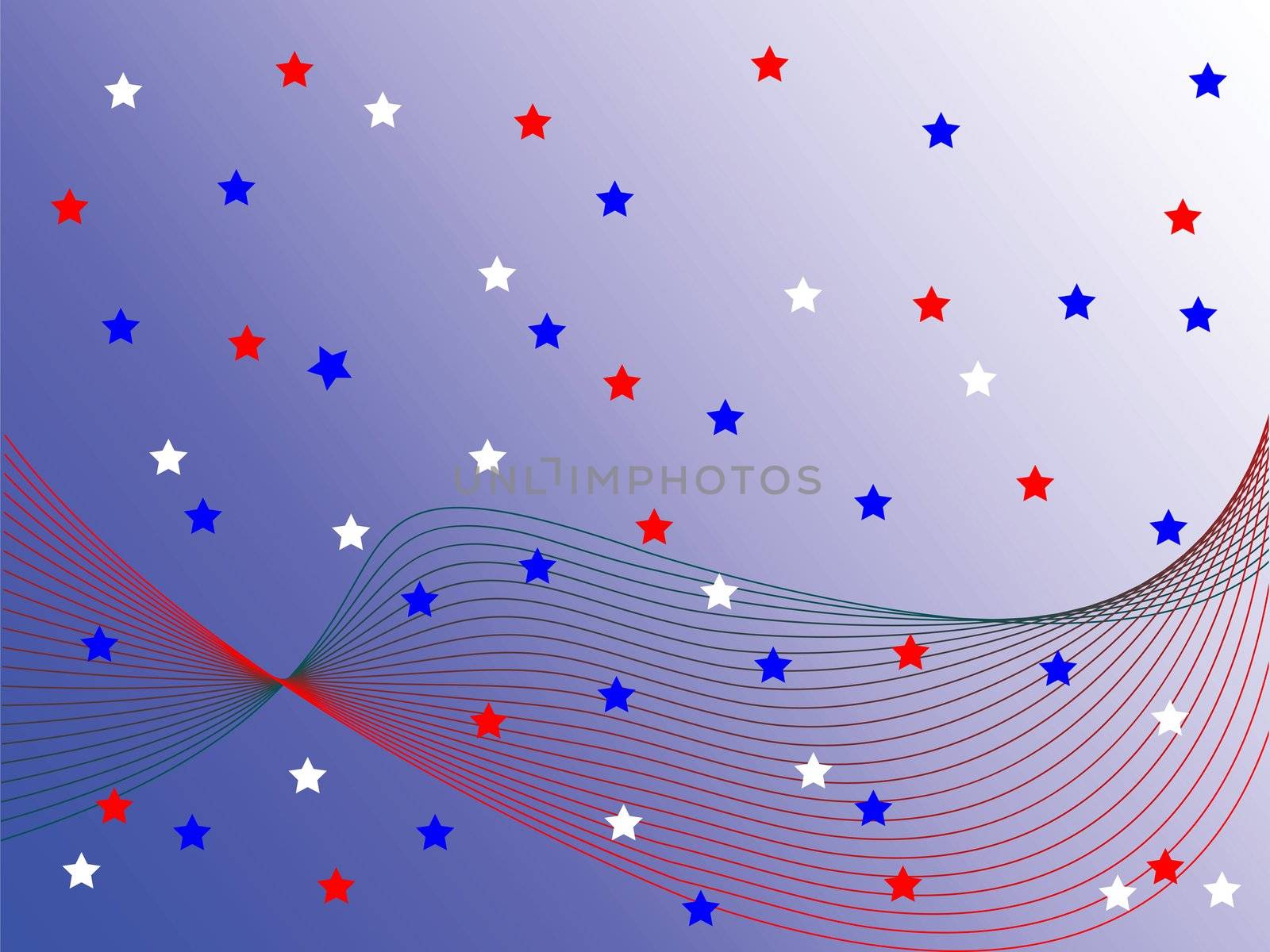wave and stars, abstract vector art illustration; easy to change colors and background