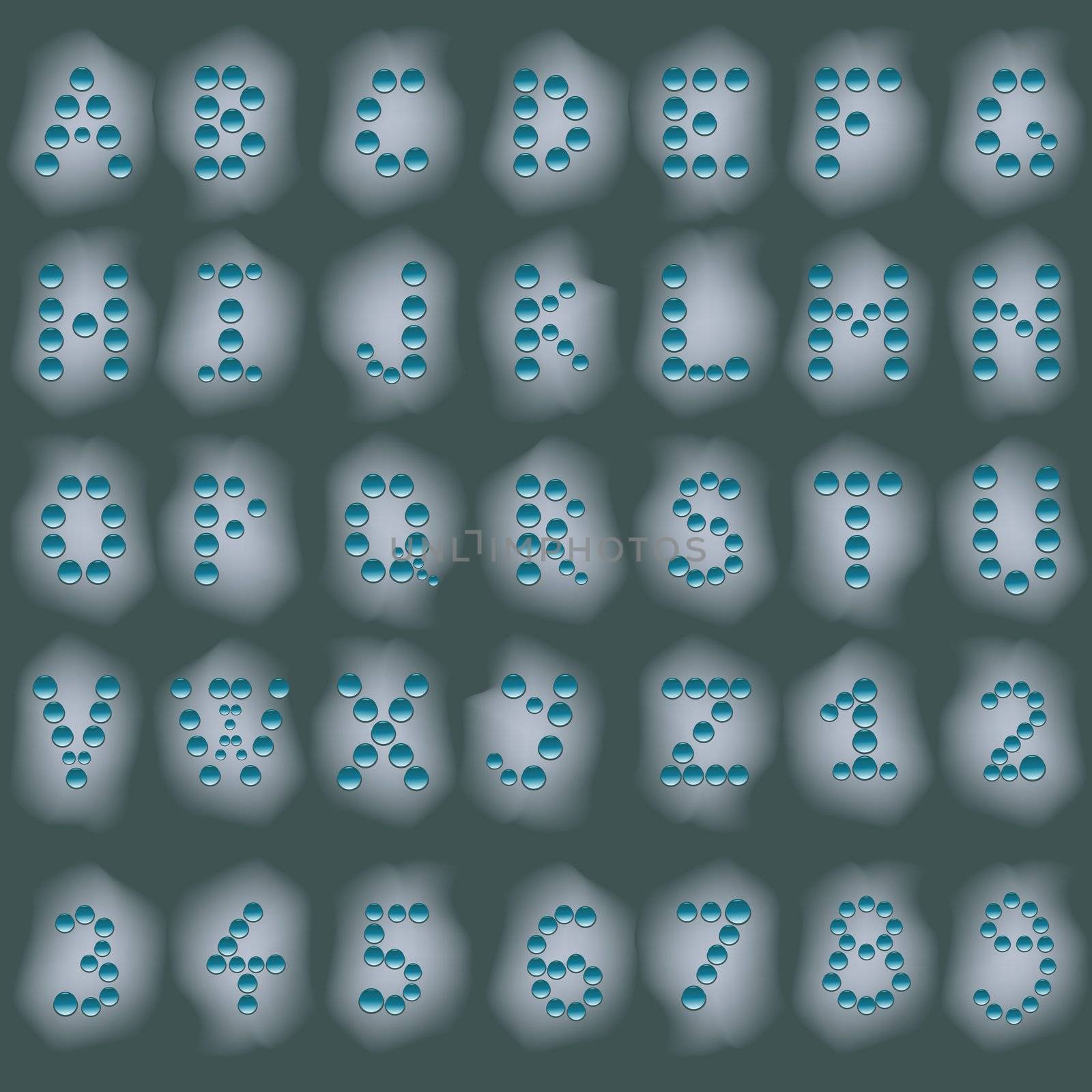 wet alphabet, vector art illustration