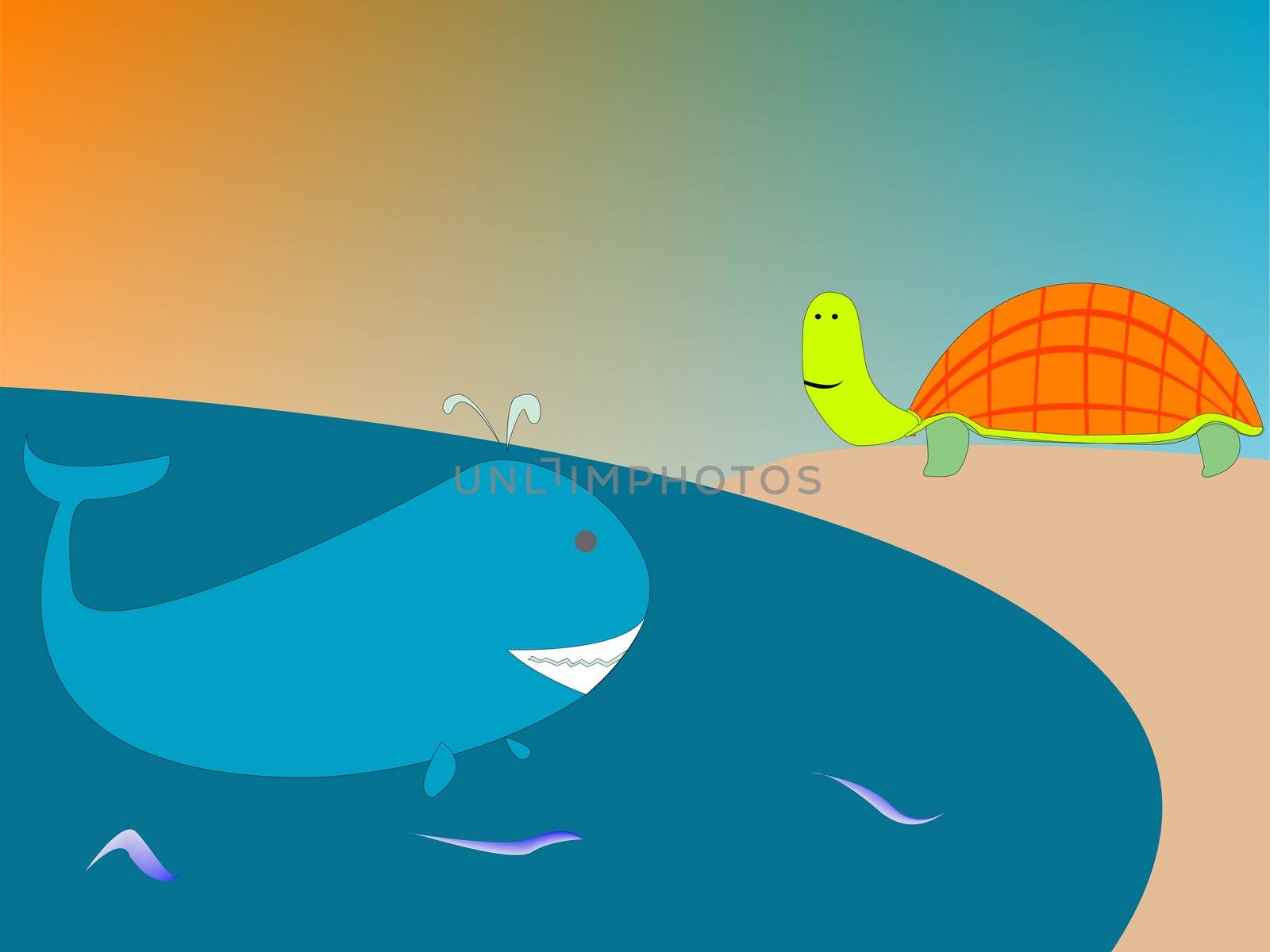drawing of a whale and turtle by robertosch