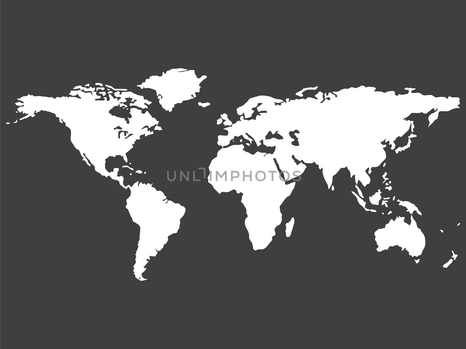 white world map isolated on gray background by robertosch