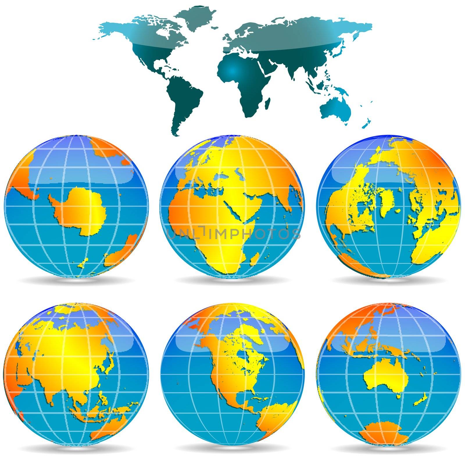 world globes against white by robertosch