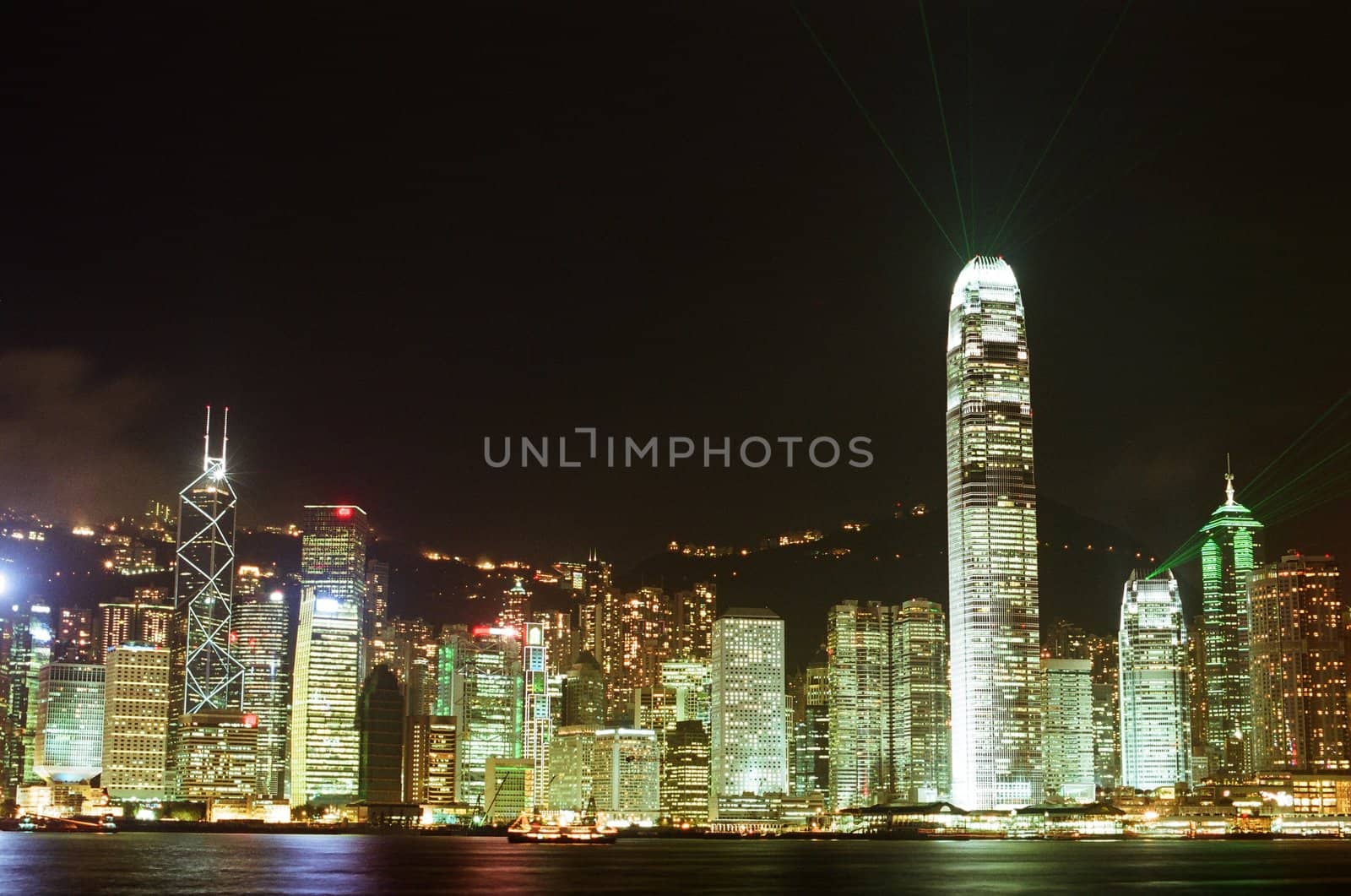 Hong Kong skyline view from victoria harbour, the skyscapers are located at the financial center of hongkong.