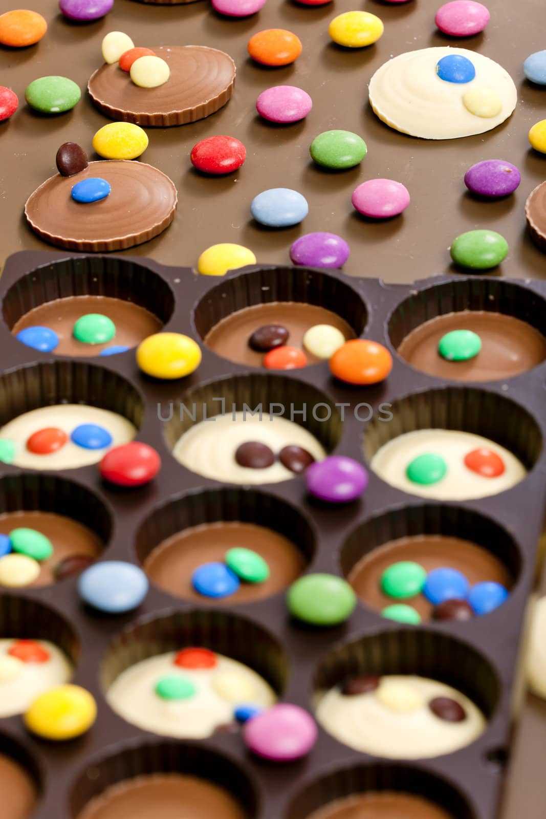 still life of chocolate with smarties