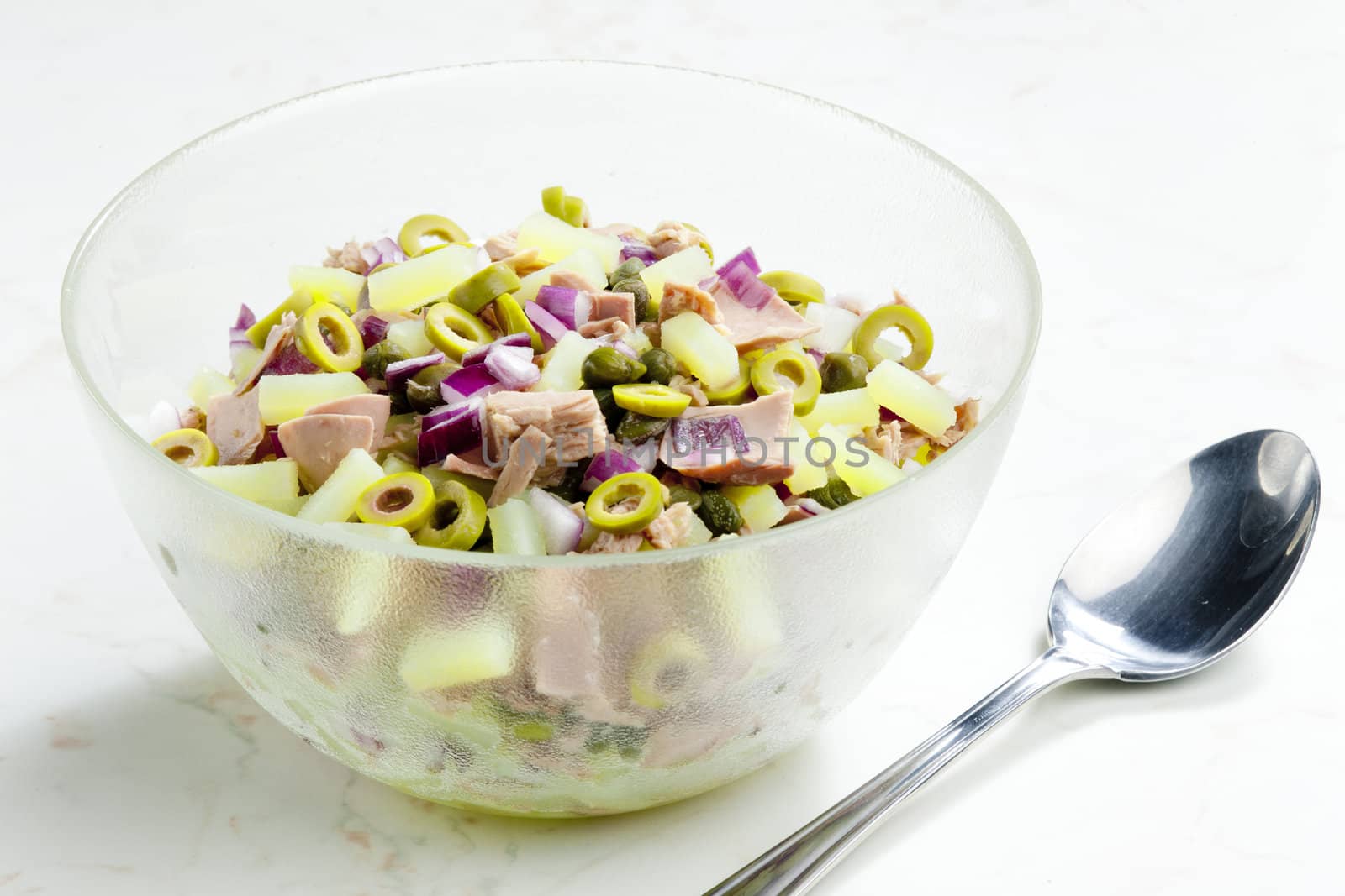 Mediterranean potato salad with tuna fish