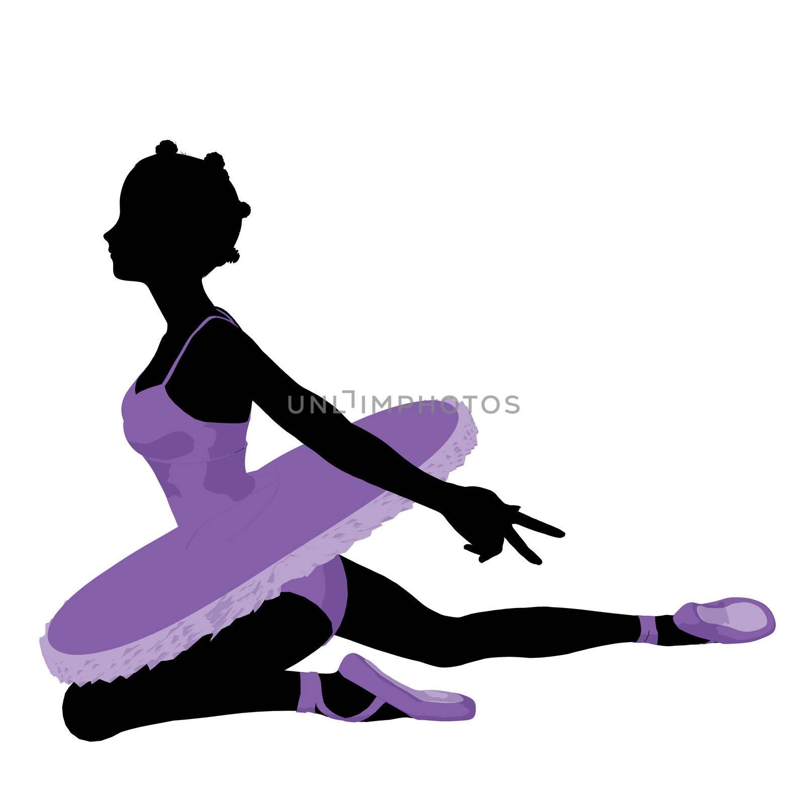 African american ballerina silhouette on a white background