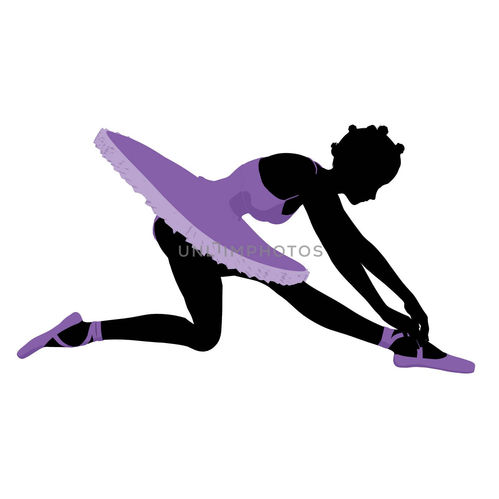 African american ballerina silhouette on a white background