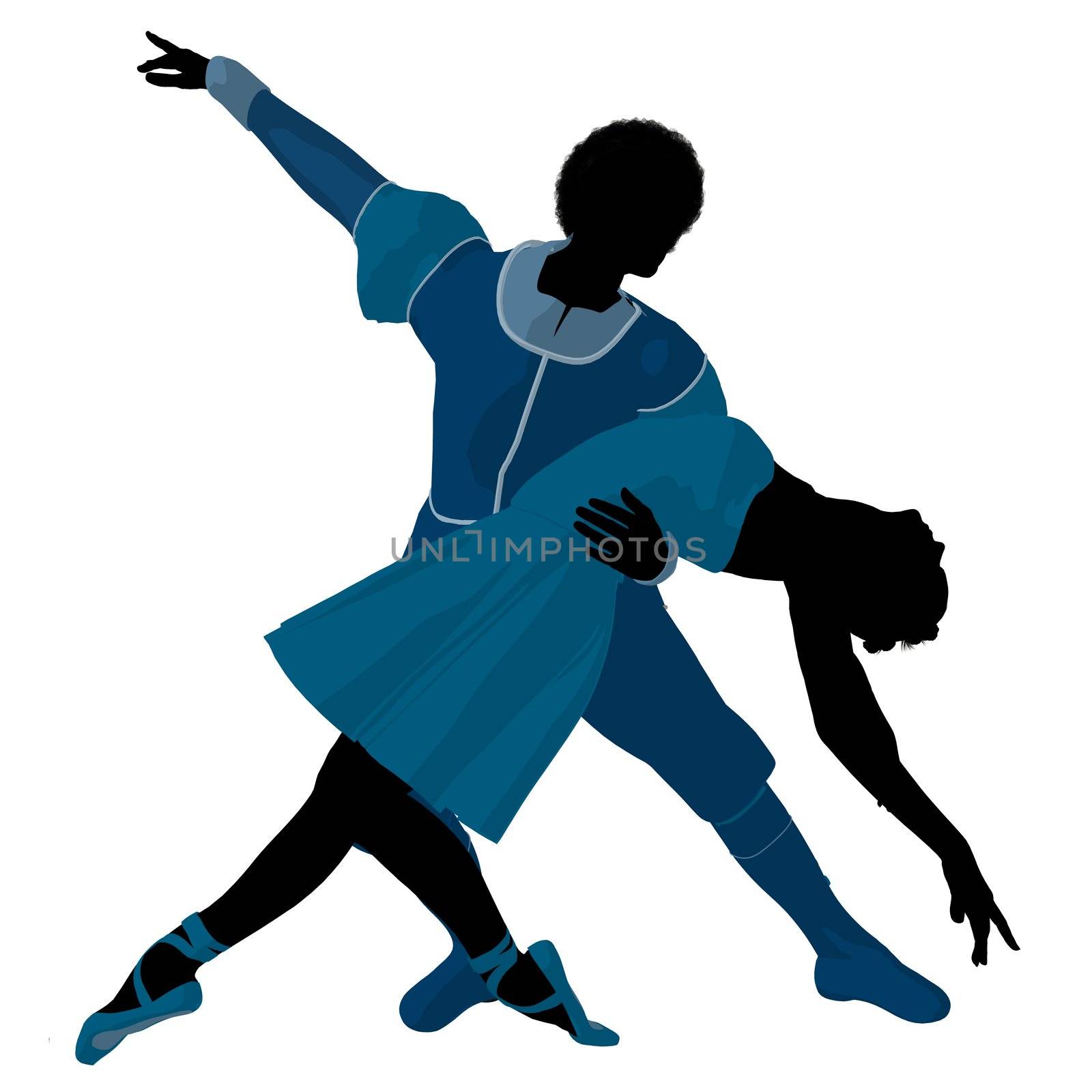 African American Ballet Couple Illustration Silhouette by kathygold