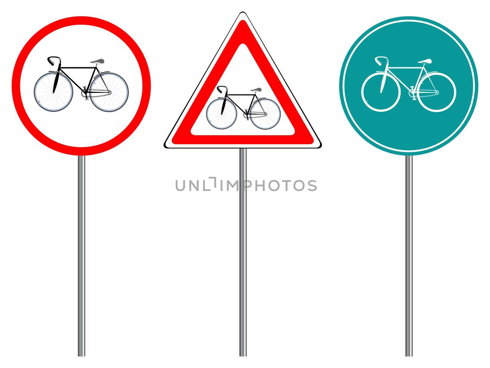 bike traffic signs against white background, abstract vector art illustration