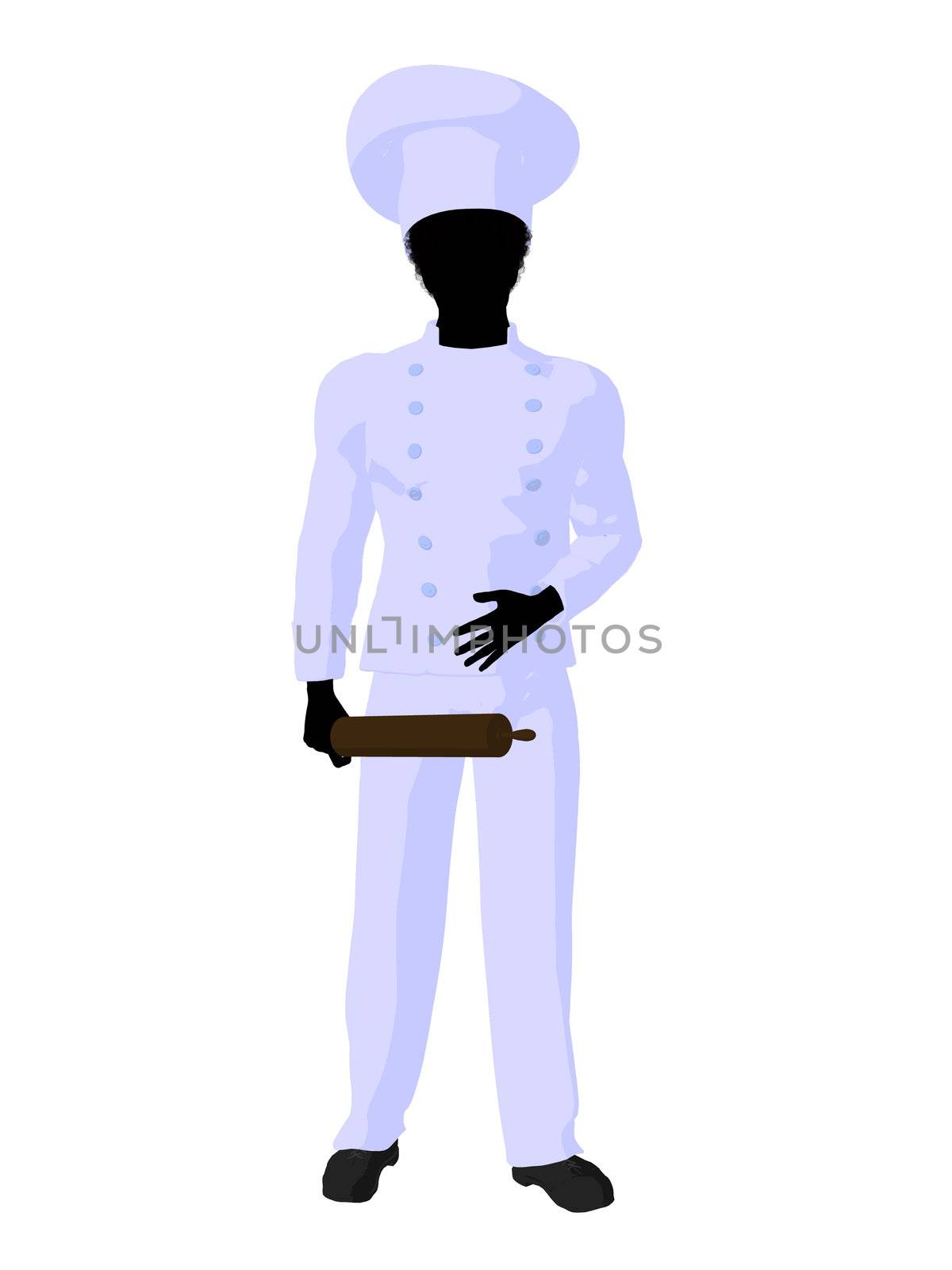 African american chef silhouette on a white background