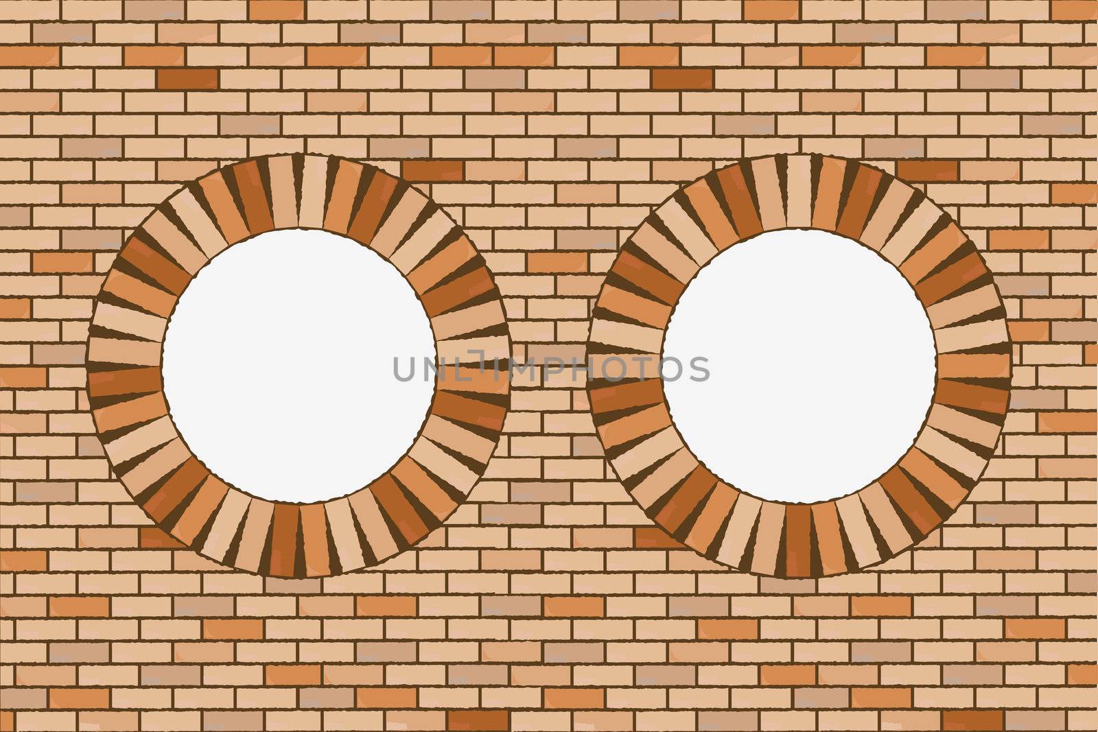 round brick windows, abstract vector art illustration
