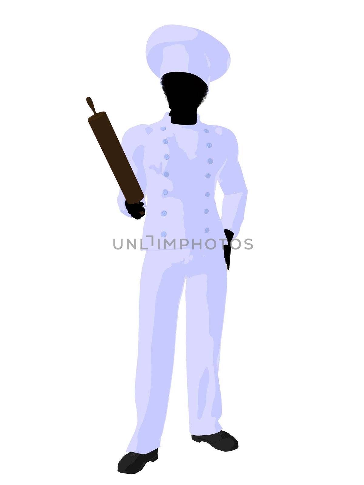 African american chef silhouette on a white background
