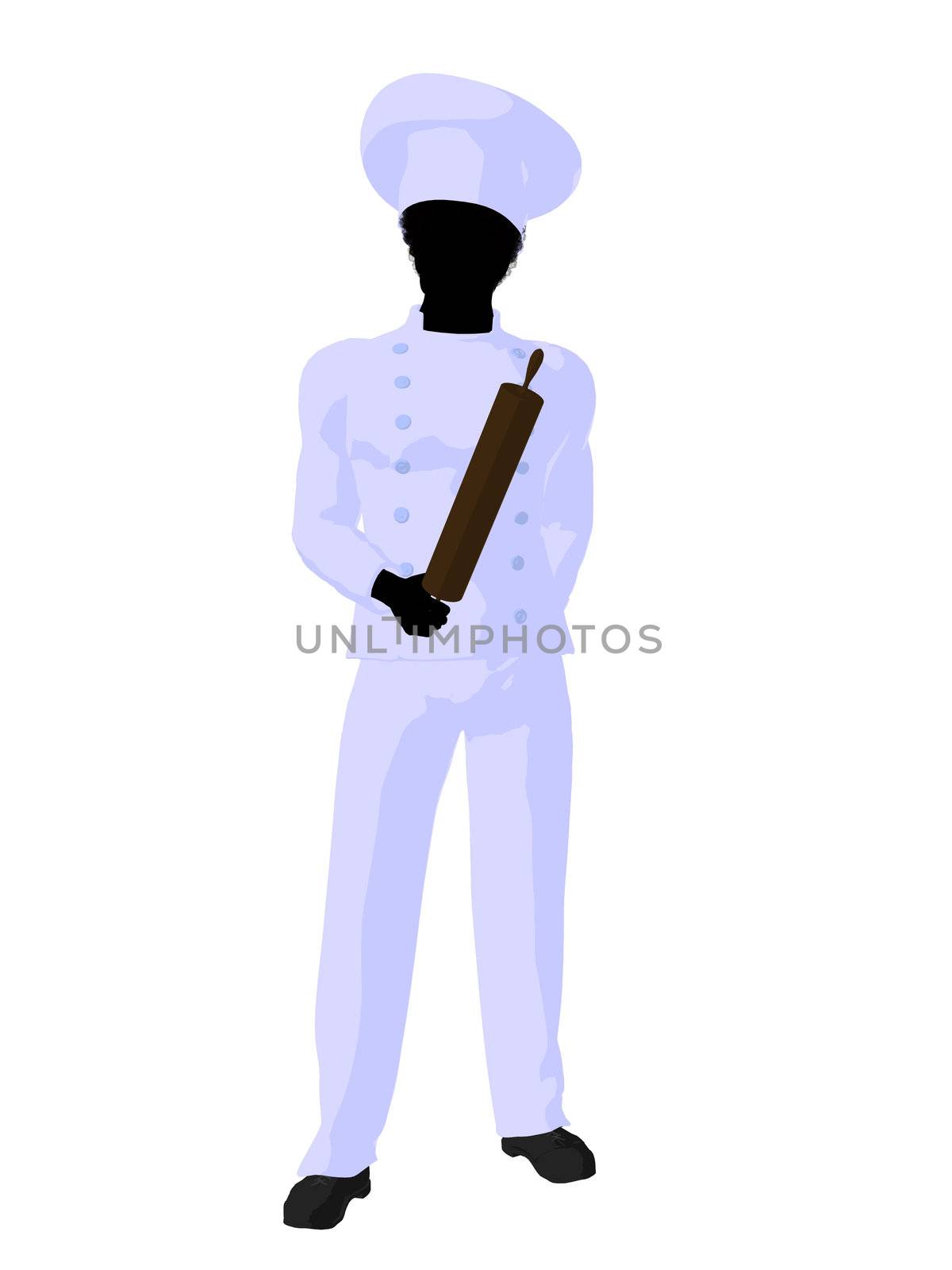 African american chef silhouette on a white background