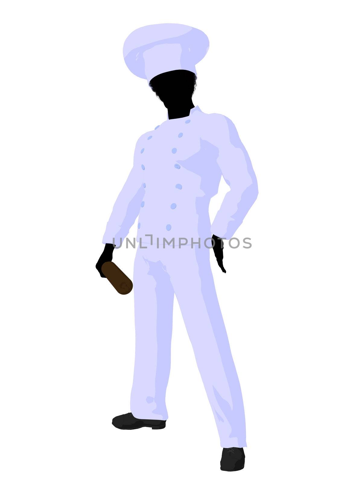 African american chef silhouette on a white background