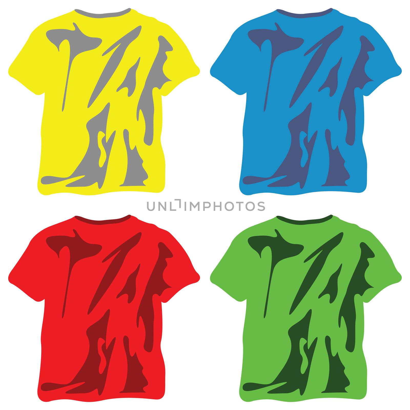 shirts collection against white background, abstract vector art illustration