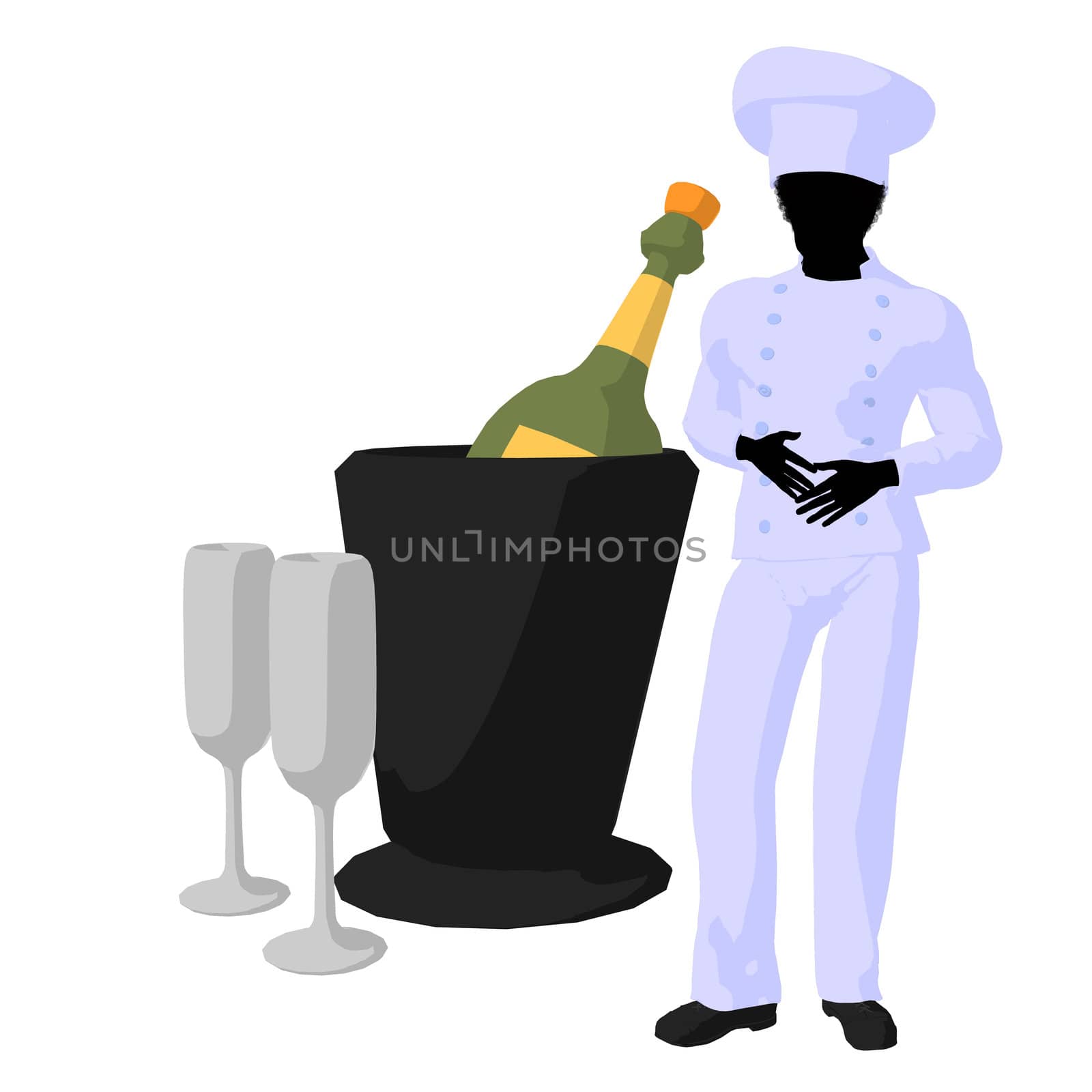 African American Chef Art Illustration Silhouette by kathygold