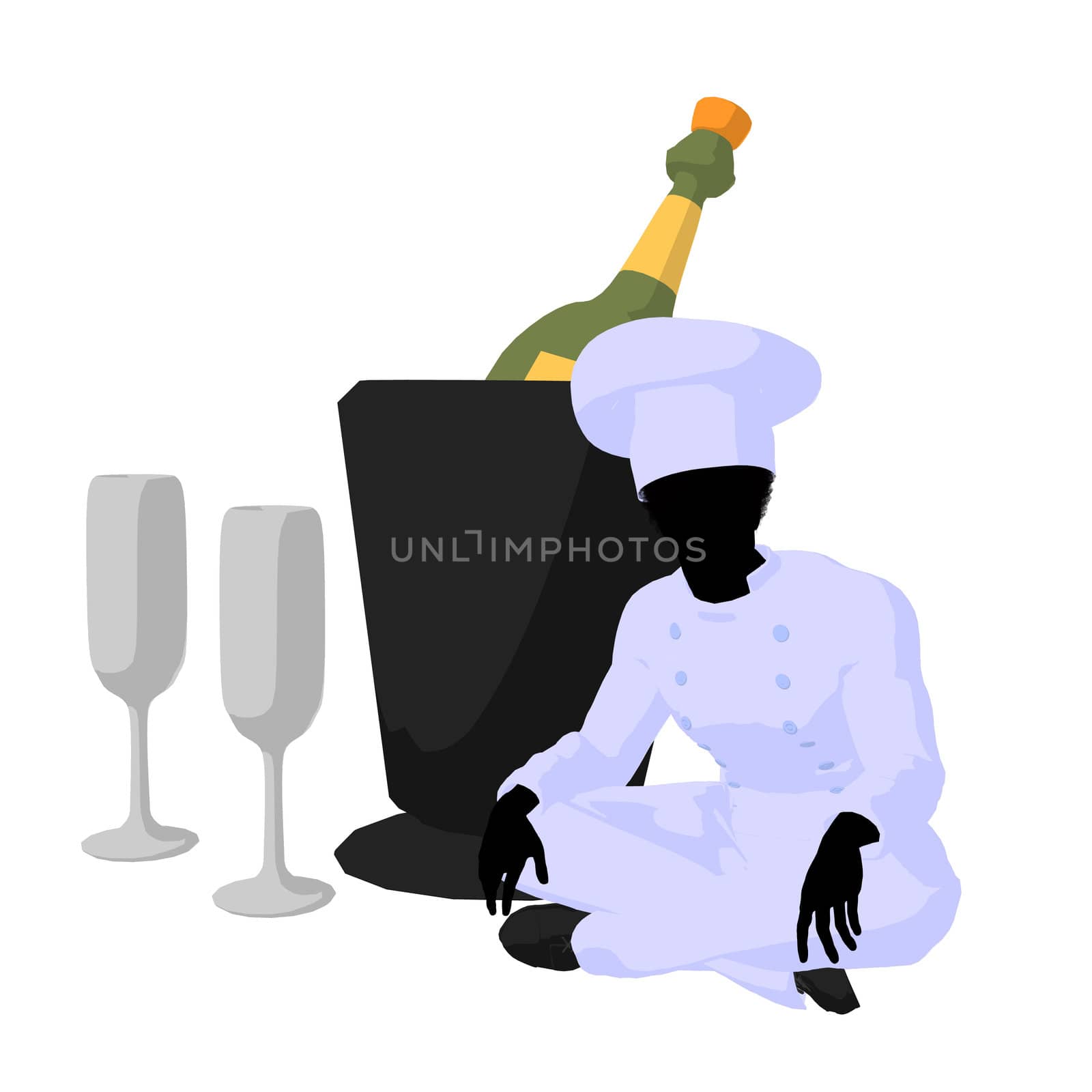 African American Chef Art Illustration Silhouette by kathygold