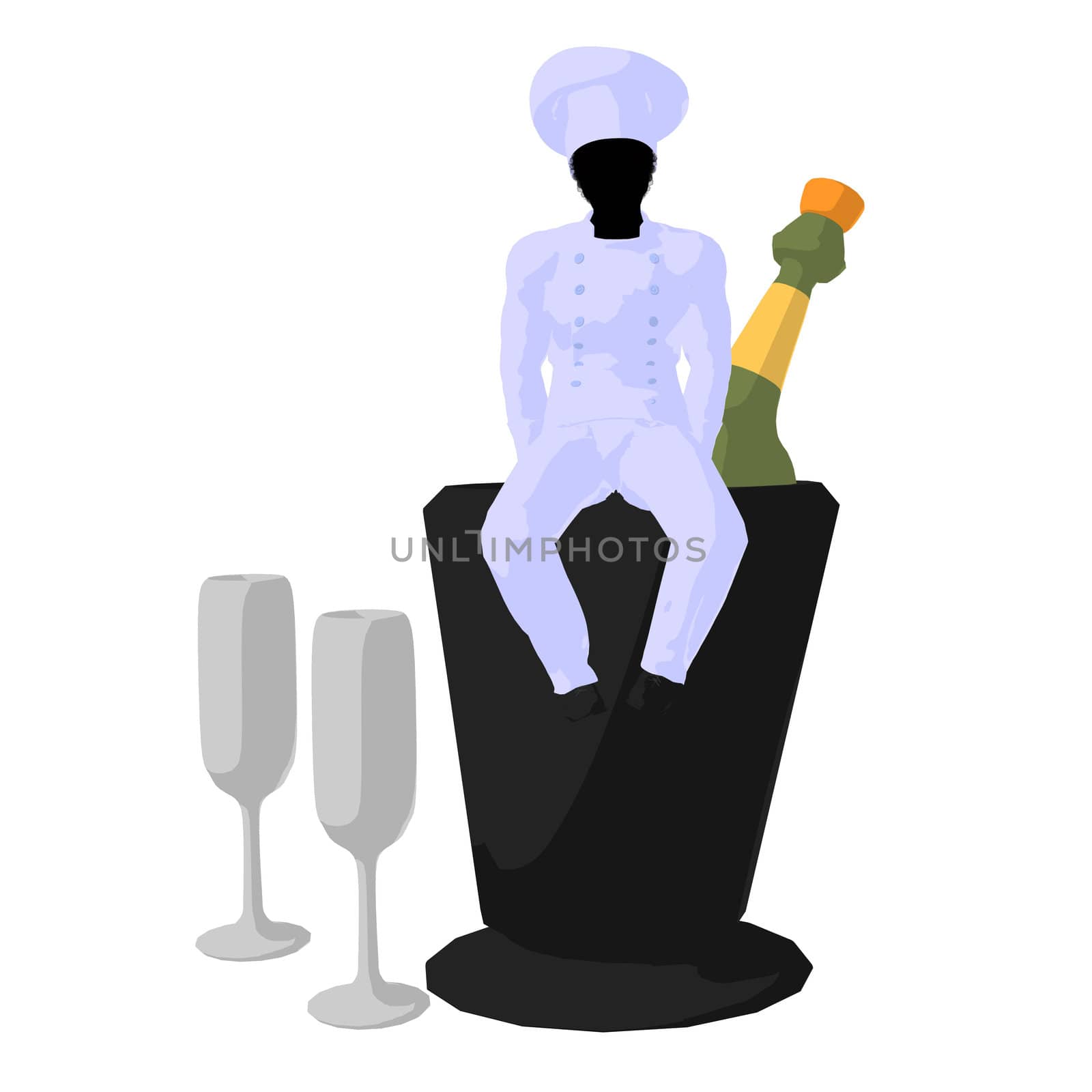 African American Chef Art Illustration Silhouette by kathygold