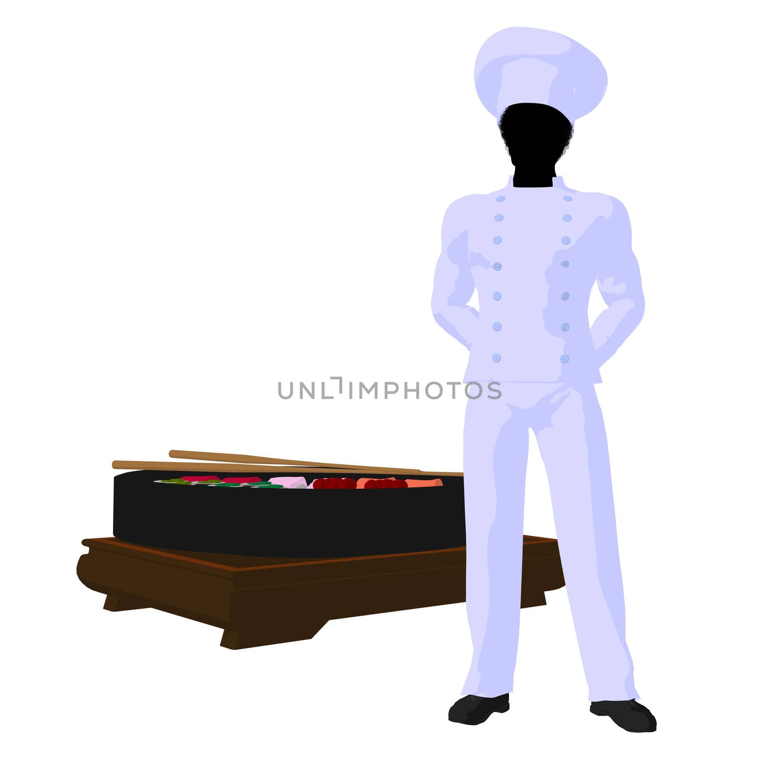 African American Chef Art Illustration Silhouette by kathygold