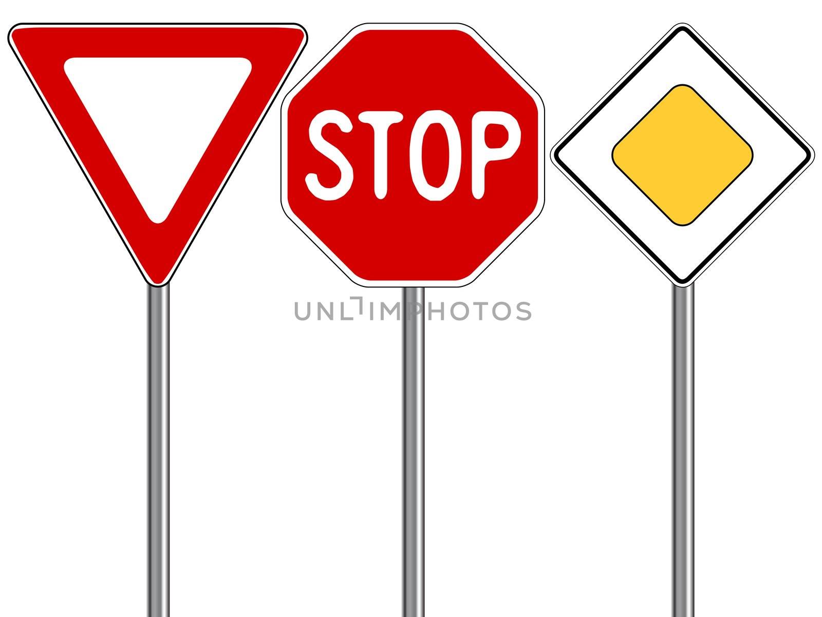 traffic signs against white background, abstract vector art illustration