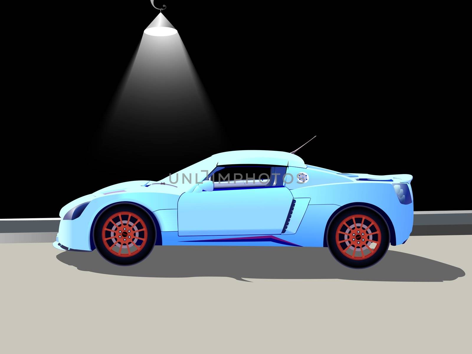 sport car and street lamp, abstract vector art illustration