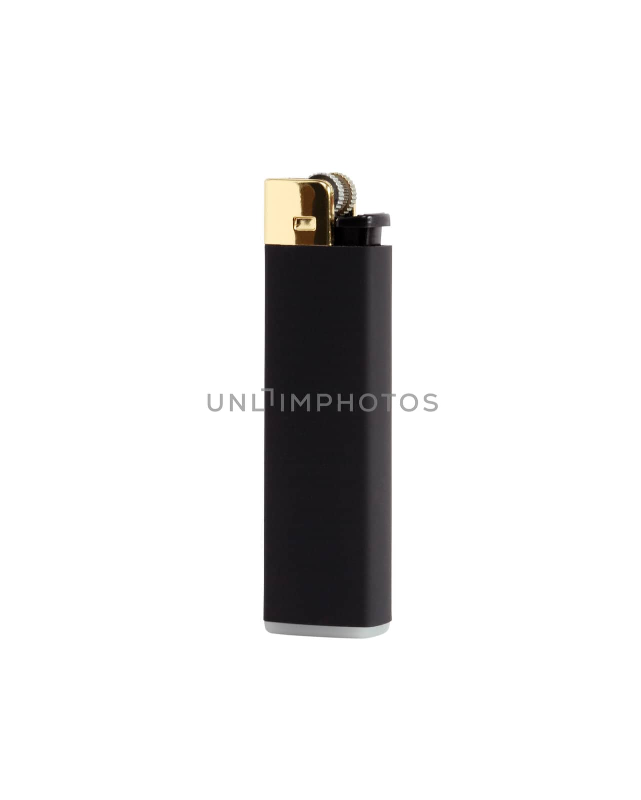 Black plastic cigarette lighter isolated on white background with clipping path